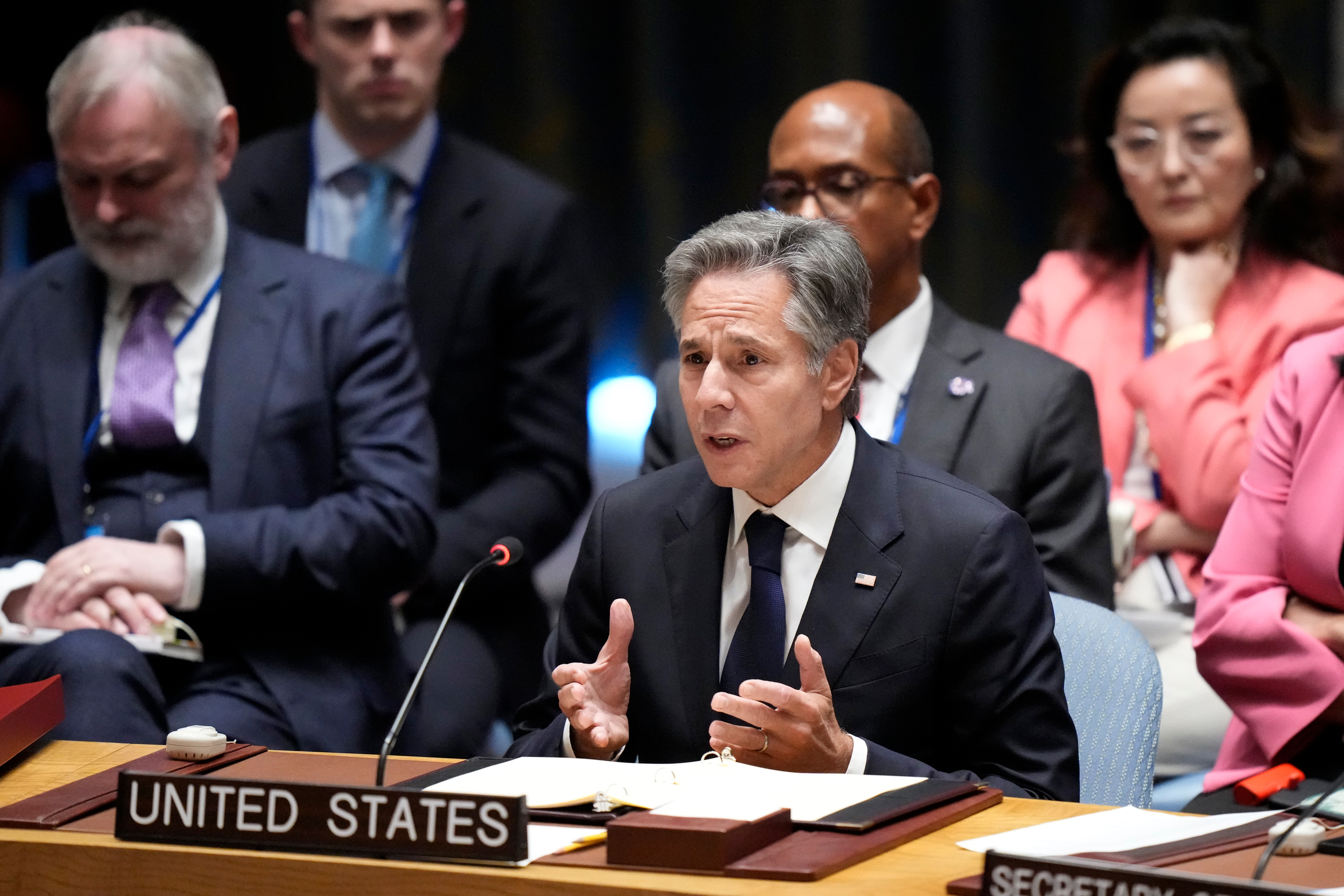 Antony Blinken speaks during a high level Security Council meeting on the situation in Ukraine, on September 20, at United Nations headquarters.