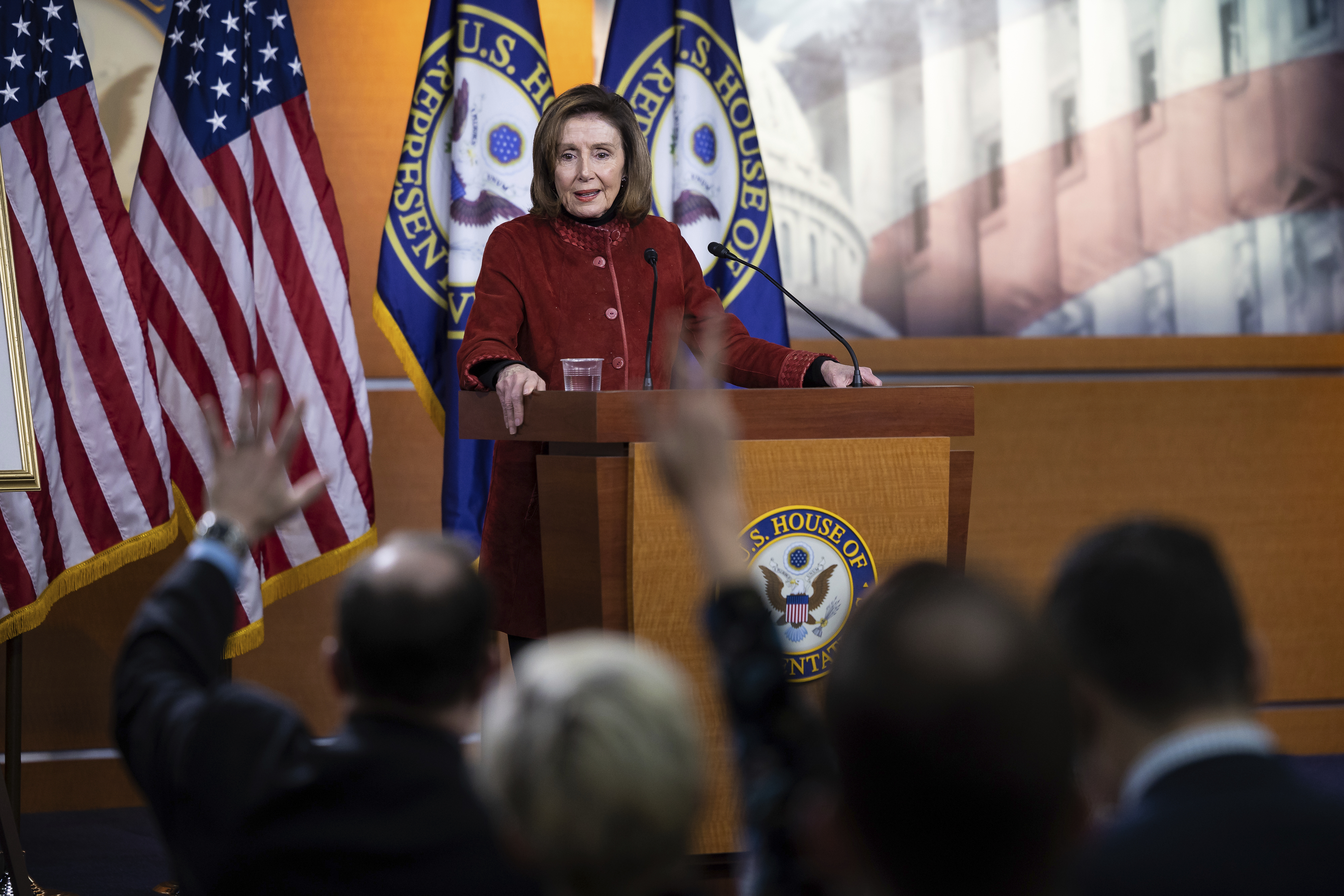 Nancy Pelosi speaks during her final weekly press conference as Speaker of the House in Washington, DC, on December 22, 2022.