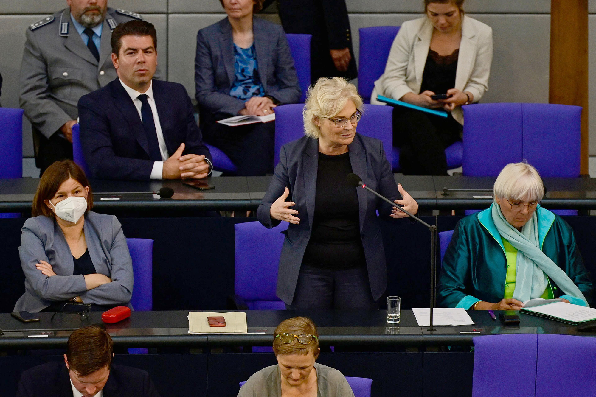 German Defence Minister Christine Lambrecht speaks during a session of the German lower house of parliament Bundestag in Berlin, Germany, on June 22.