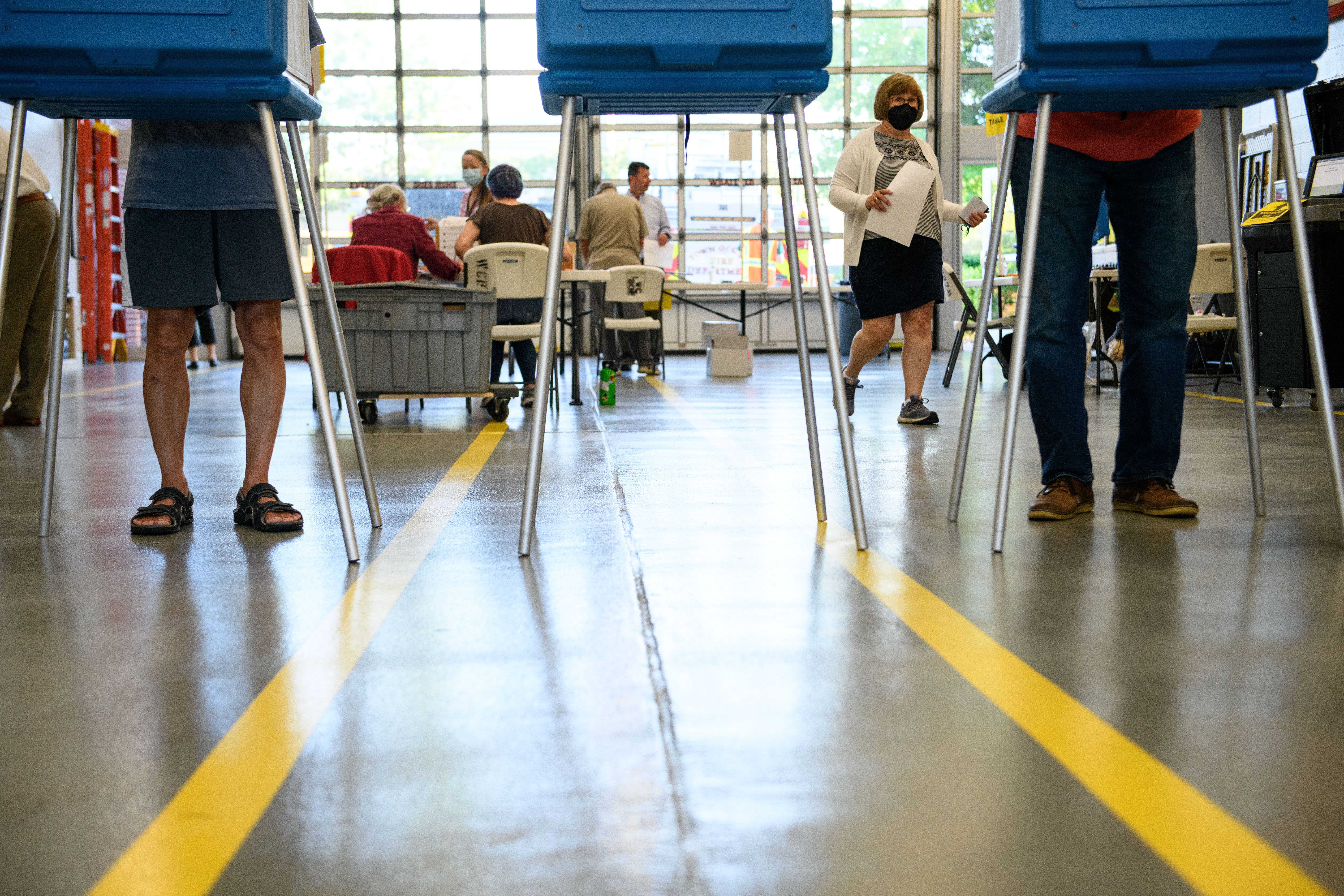 Voters cast their ballots at a polling place on May 17, in Cary, North Carolina. 