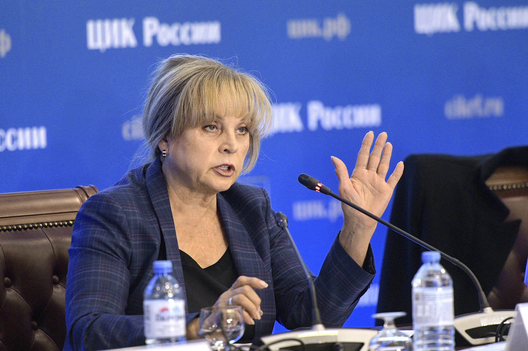 Ella Pamfilova, chairwoman of the Russian Central Election Commission, at the Central Election Commission (CEC) of Russia in Moscow on September 11.