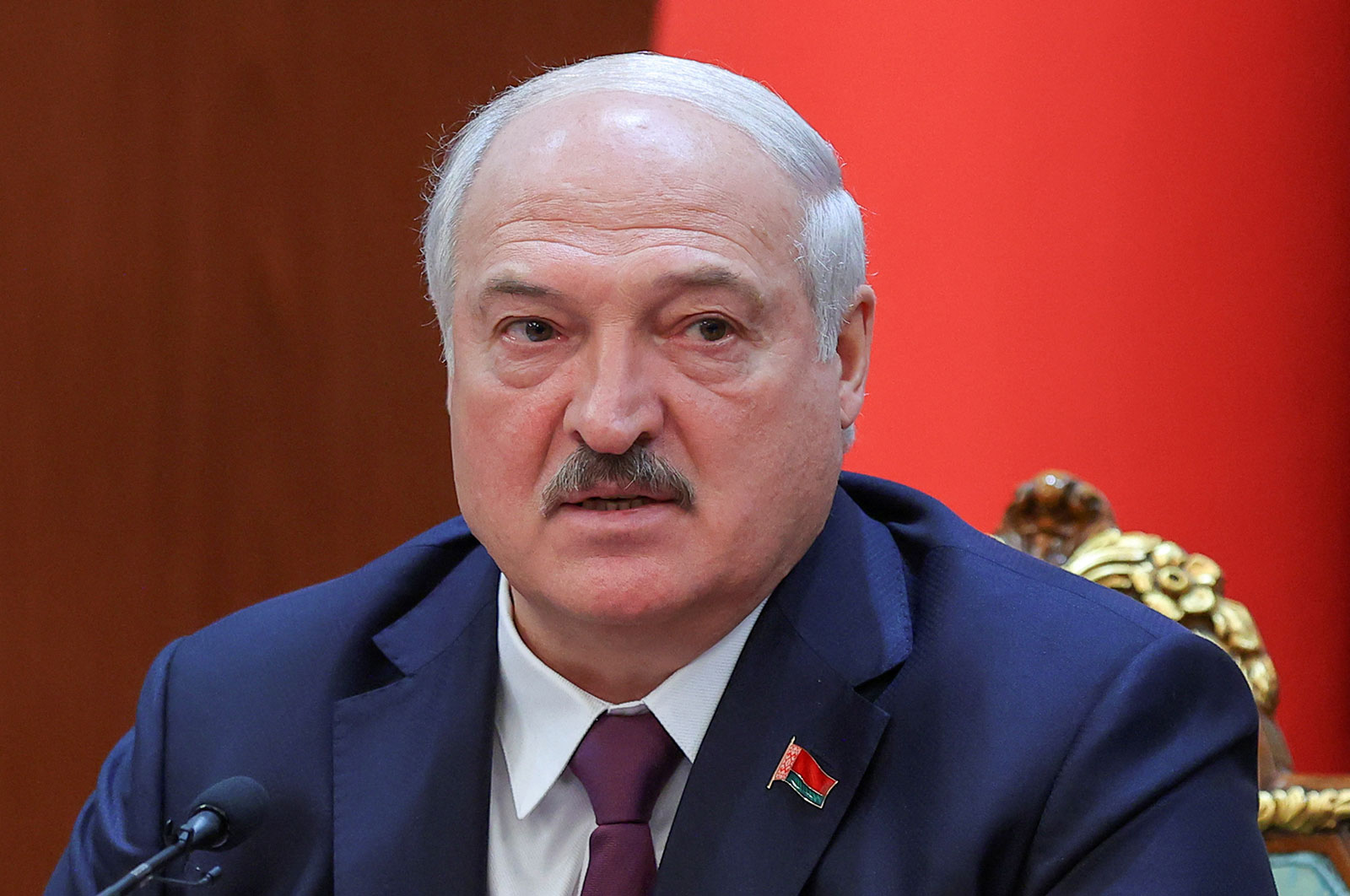 Belarus President Alexander Lukashenko attends a meeting on October 11. 