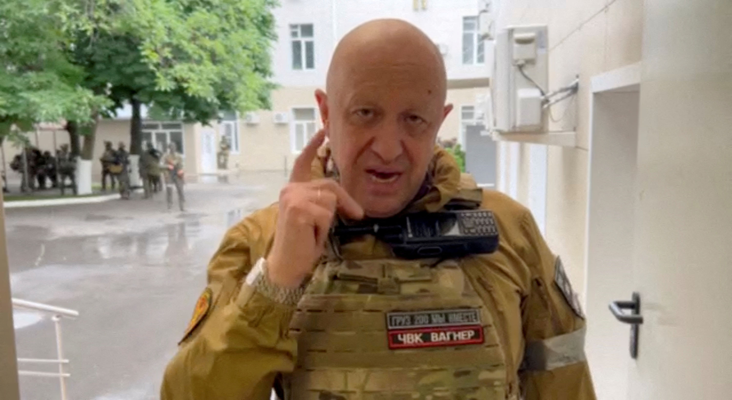 Wagner mercenary group leader Yevgeny Prigozhin speaks inside the headquarters of the Russian southern army military command center in Rostov-on-Don, Russia, in a screengrab taken from a video released on June 24. 