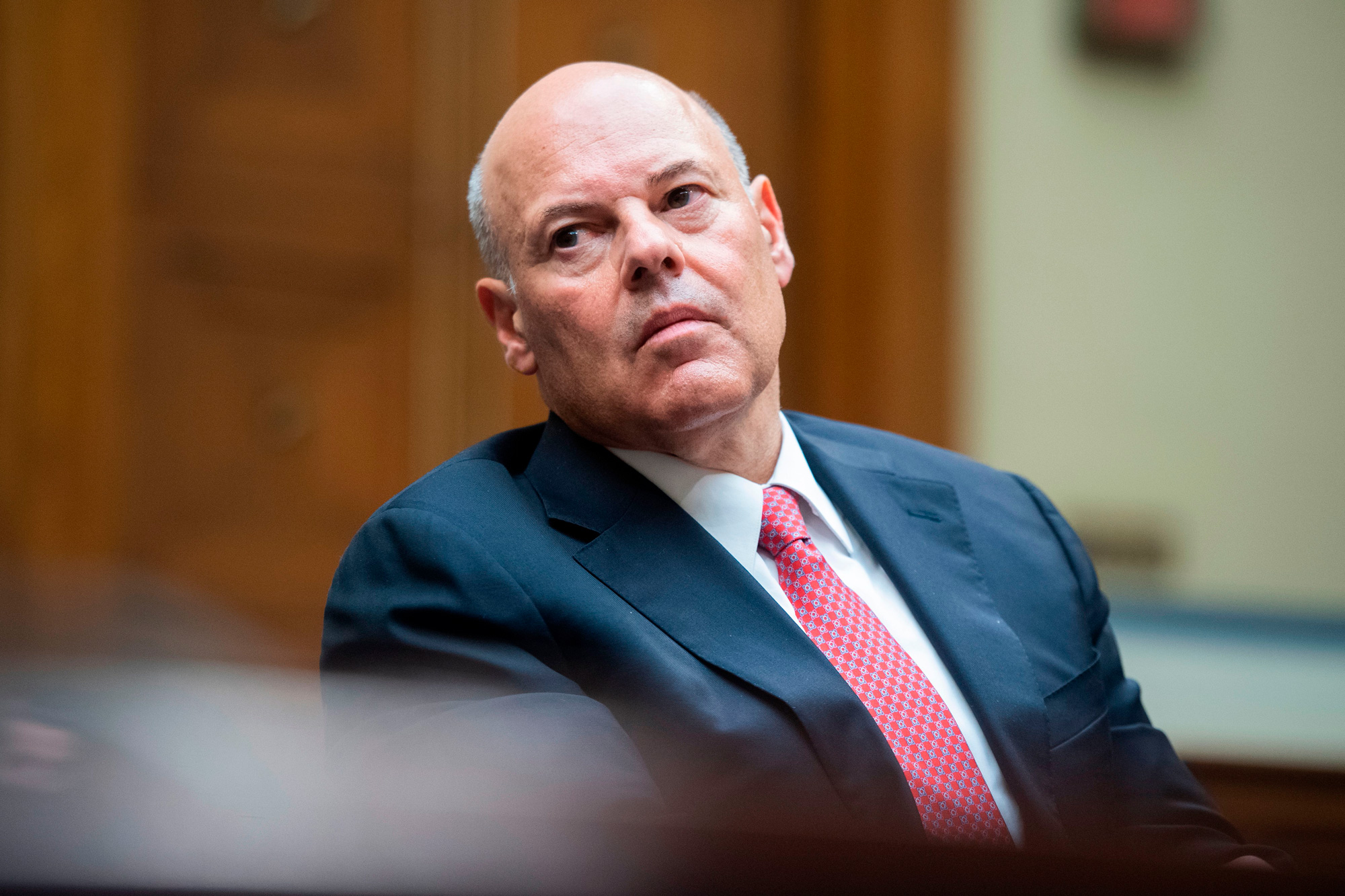 US Postmaster General Louis DeJoy testifies during a House Oversight and Reform Committee hearing on Capitol Hill in Washington, DC, on August 24.