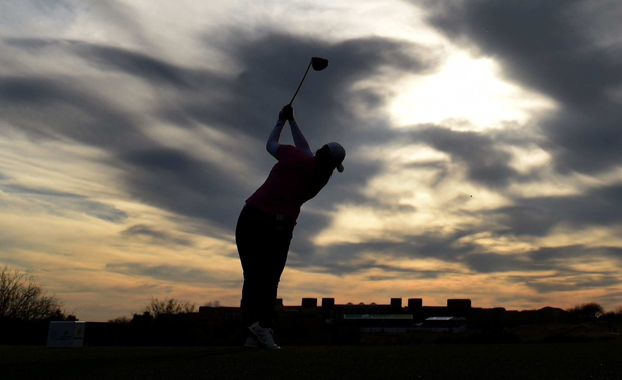 Angel Yin of USA hits her tee shot on the 18th hole during the third round of the Bank Of Hope Founders Cup at the Wildfire Golf Club on March 23, 2019 in Phoenix, Arizona.