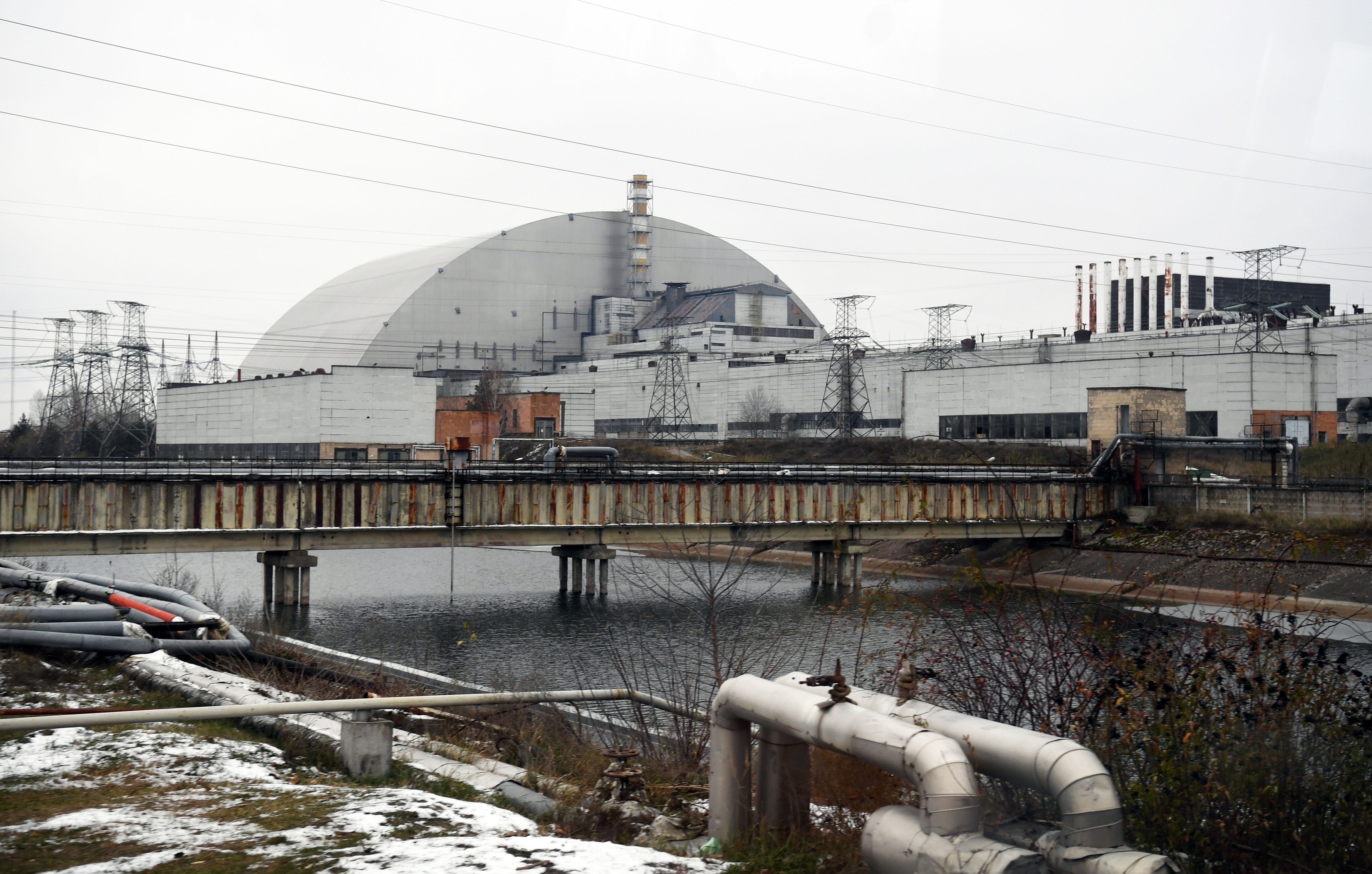 The structure of the New Safe Confinement (NSC) covering the 4th block of the Chernobyl Nuclear Power Plant, which was destroyed during the Chernobyl disaster in 1986, is pictured on November 22, 2018.