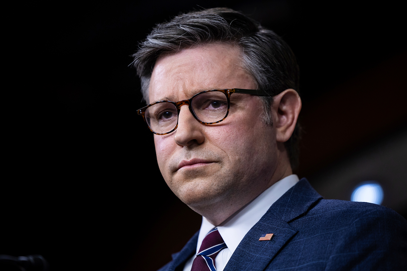 House Speaker Mike Johnson attends a press conference at the US Capitol on April 30, 2024.