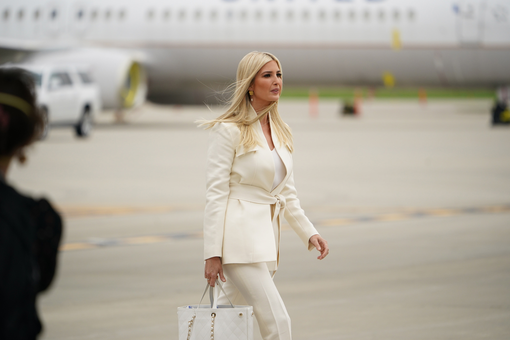 Advisor to the President Ivanka Trump arrives at Cleveland Hopkins International Airport in Cleveland, Ohio on September 29.