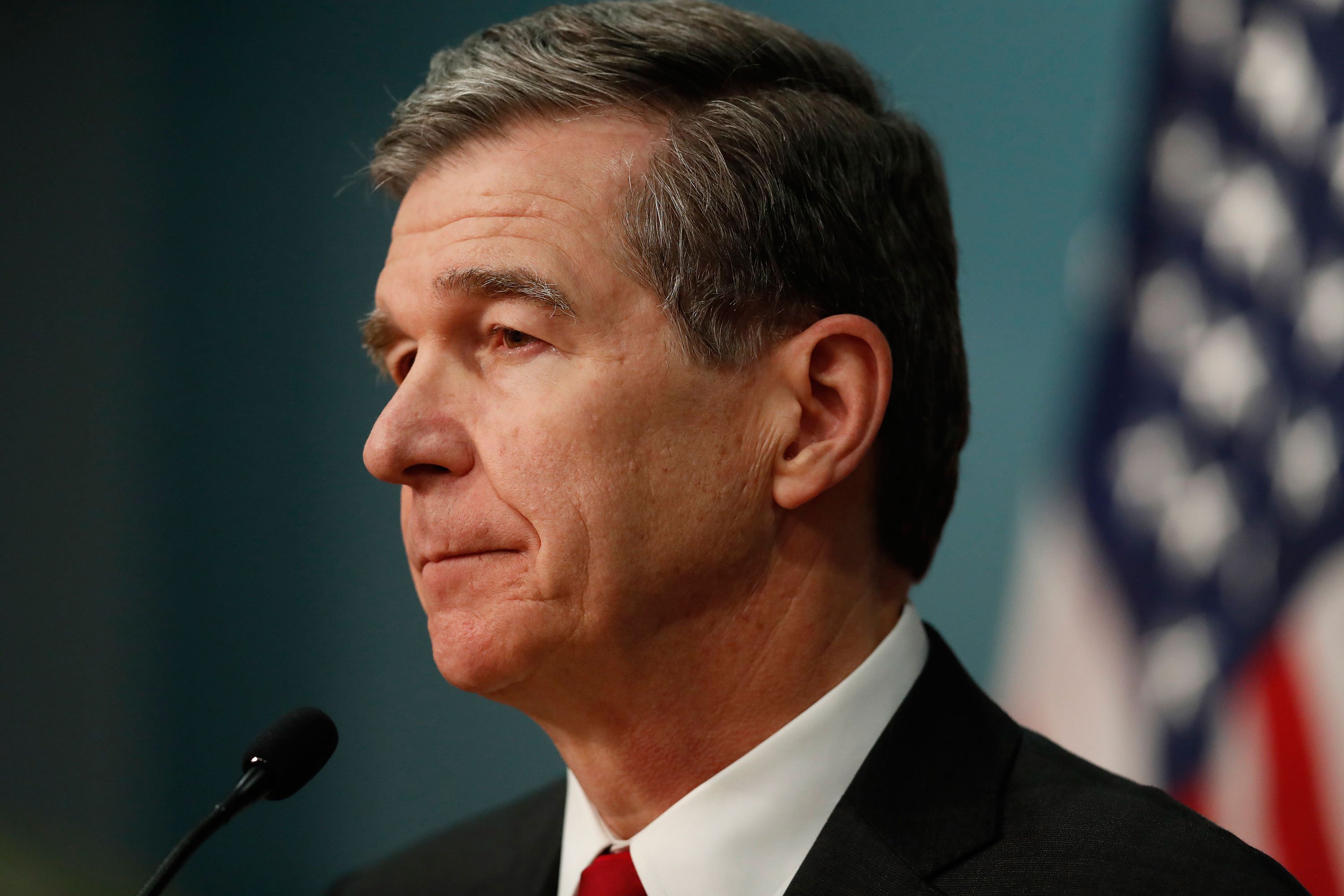 Gov. Roy Cooper gives an update on the state's response to coronavirus in Raleigh, North Carolina on March 31.