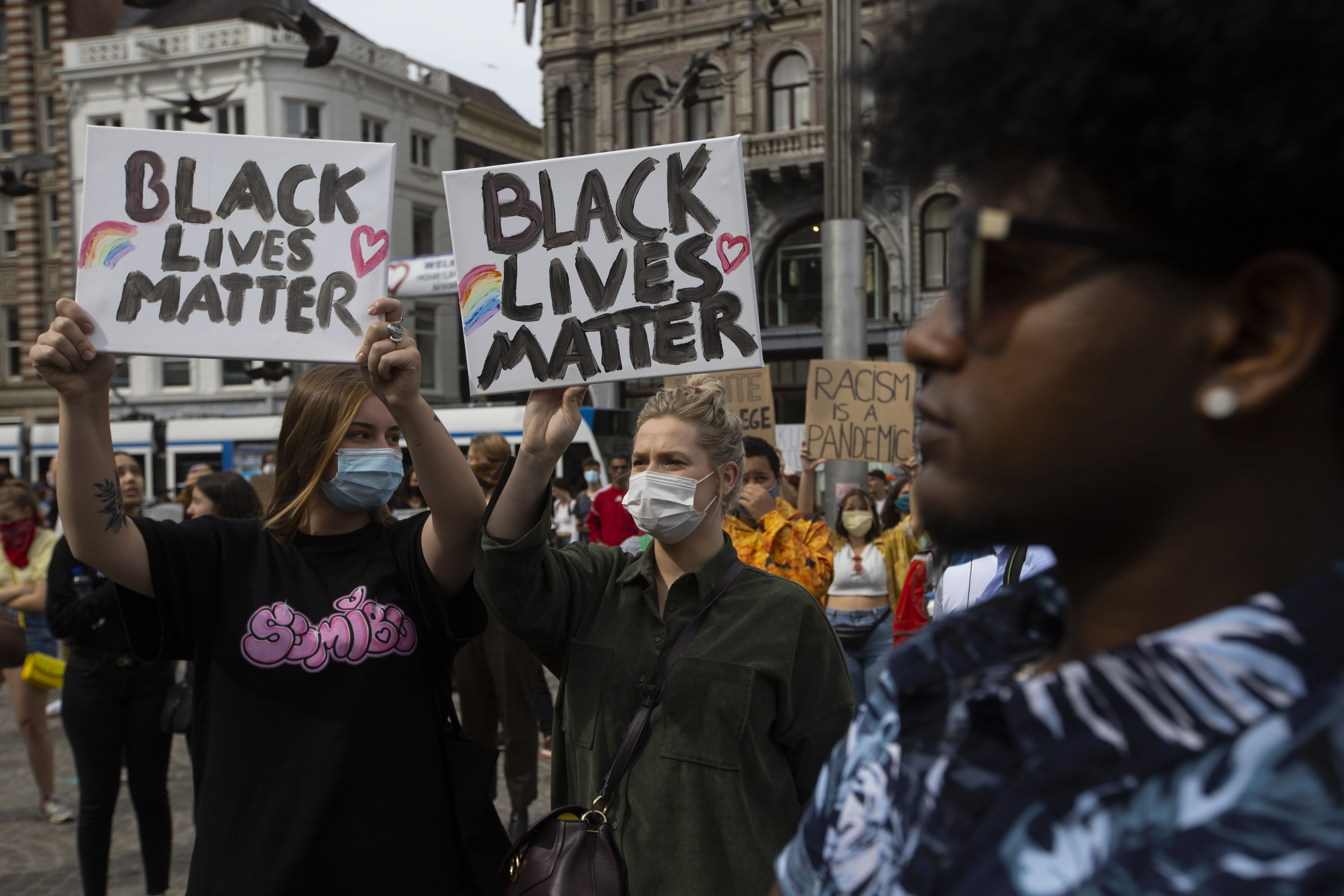 People take part in a Black Lives Matter protest in Amsterdam, Netherlands, on June 1.