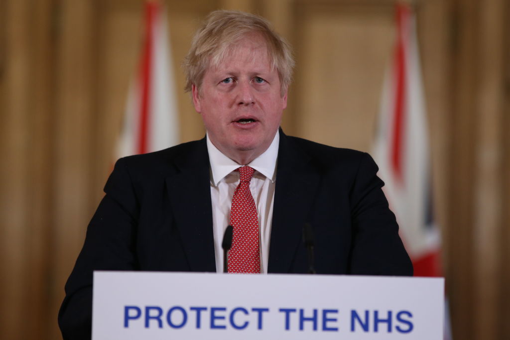 British Prime Minister Boris Johnson during his daily Covid-19 press briefing at Downing Street on March 22, in London. 