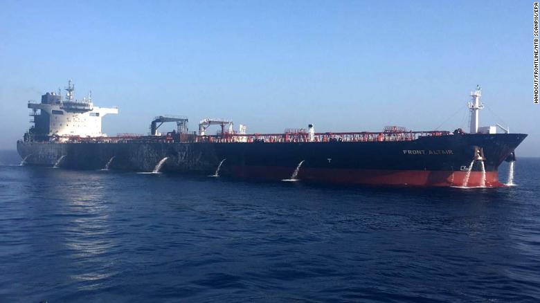 The damaged oil tanker Front Altair in the Gulf of Oman.