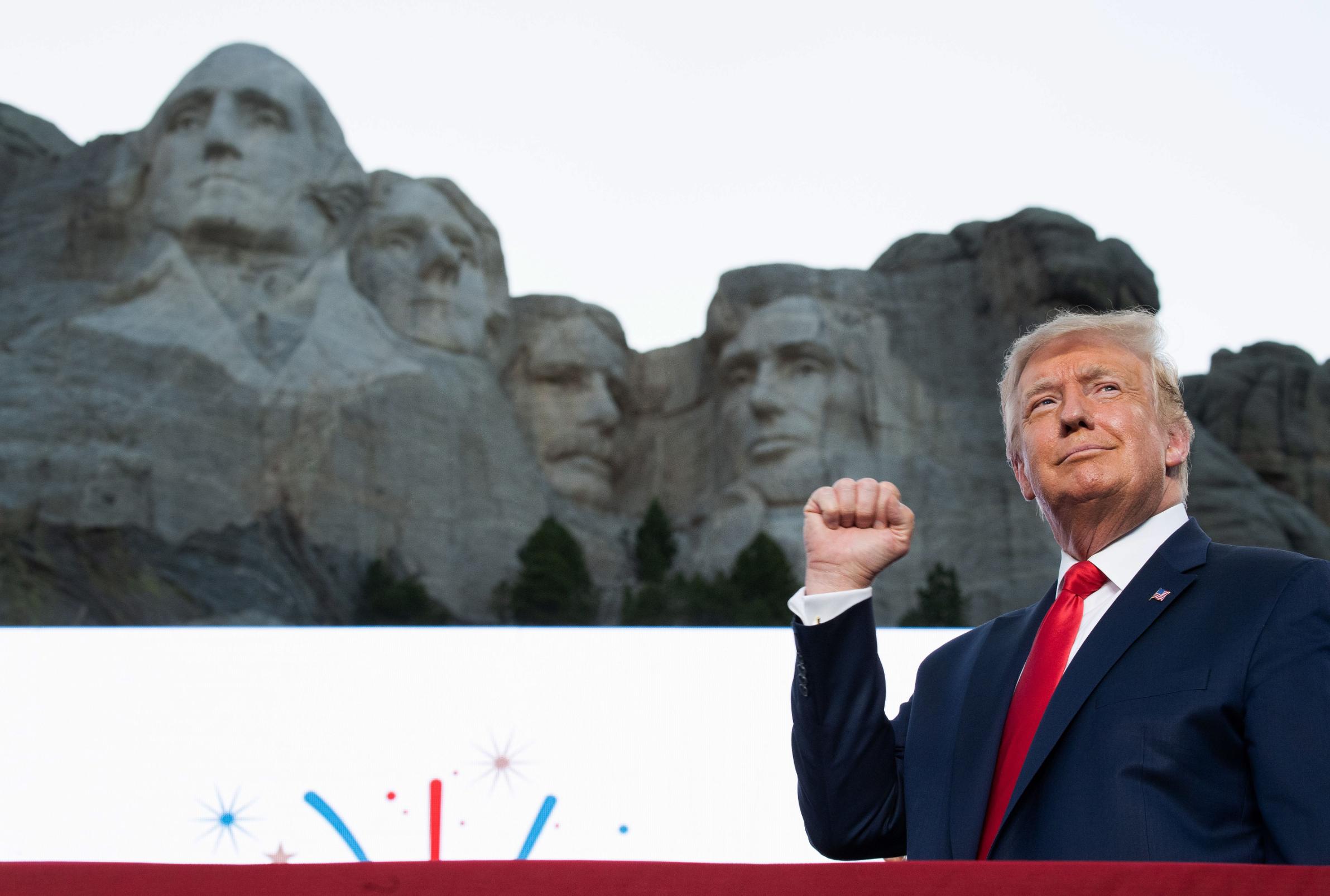 US President Donald Trump at Mount Rushmore. 