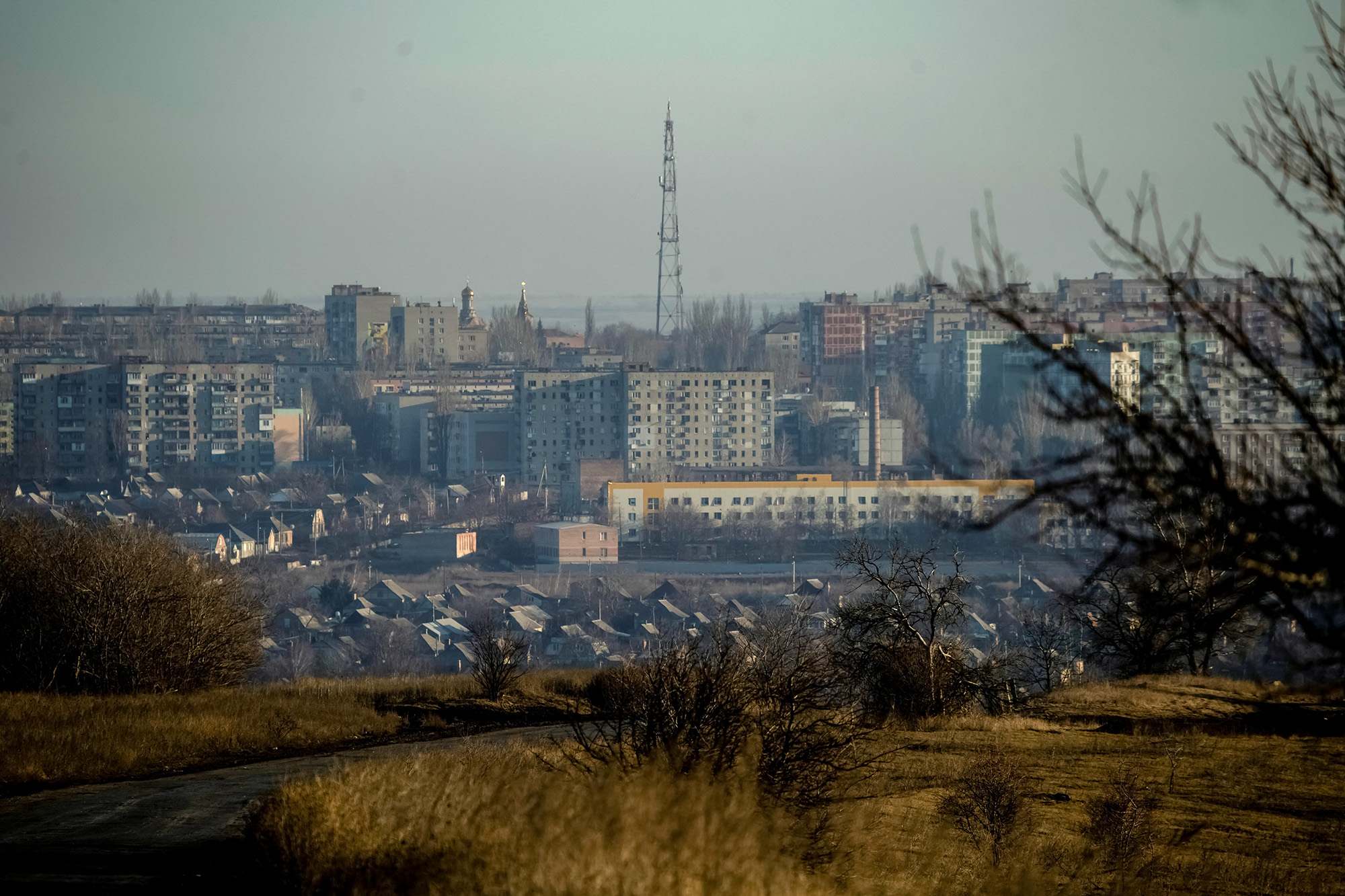 A general view shows the front-line town of Bakhmut in the Donetsk region, Ukraine, on January 26.