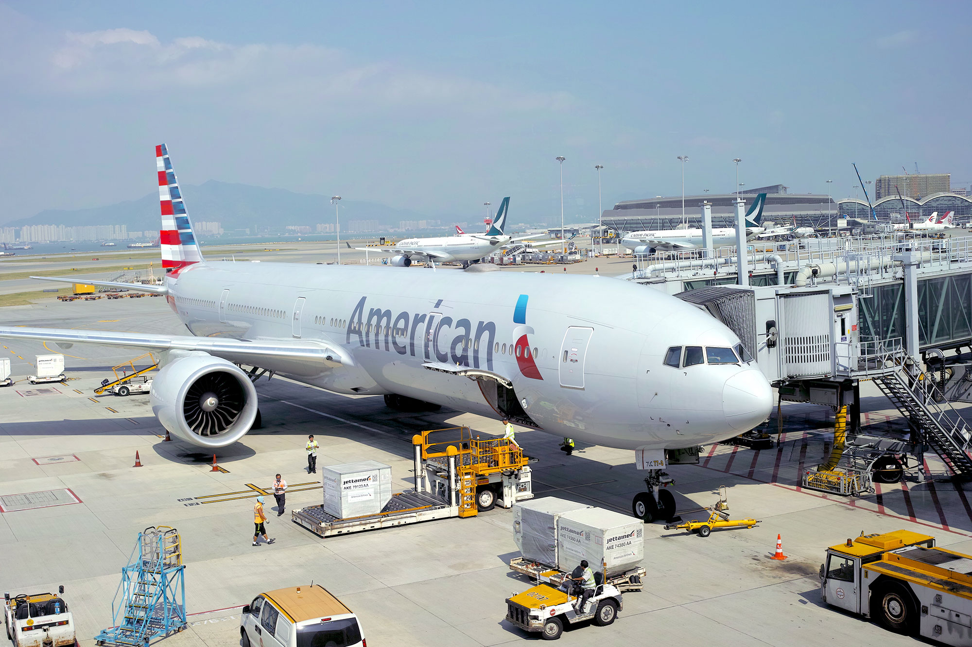 File photo of an American Airlines plane at the Hong Kong International Airport.