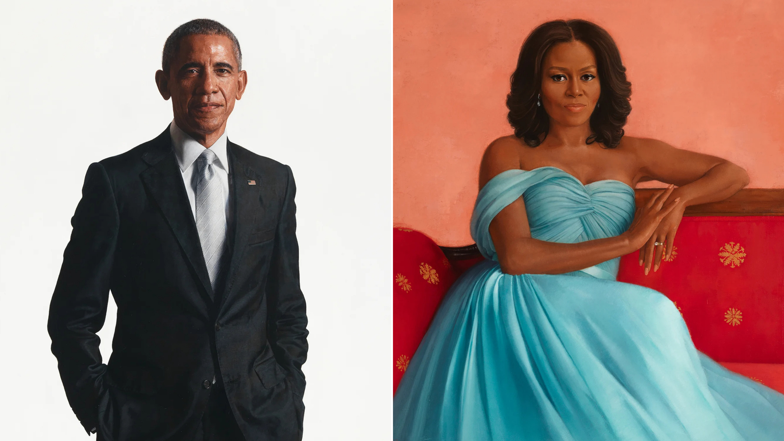 President Barack Obama's portrait was painted by Robert McCurdy. First lady Michelle Obama was painted by Sharon Sprung.