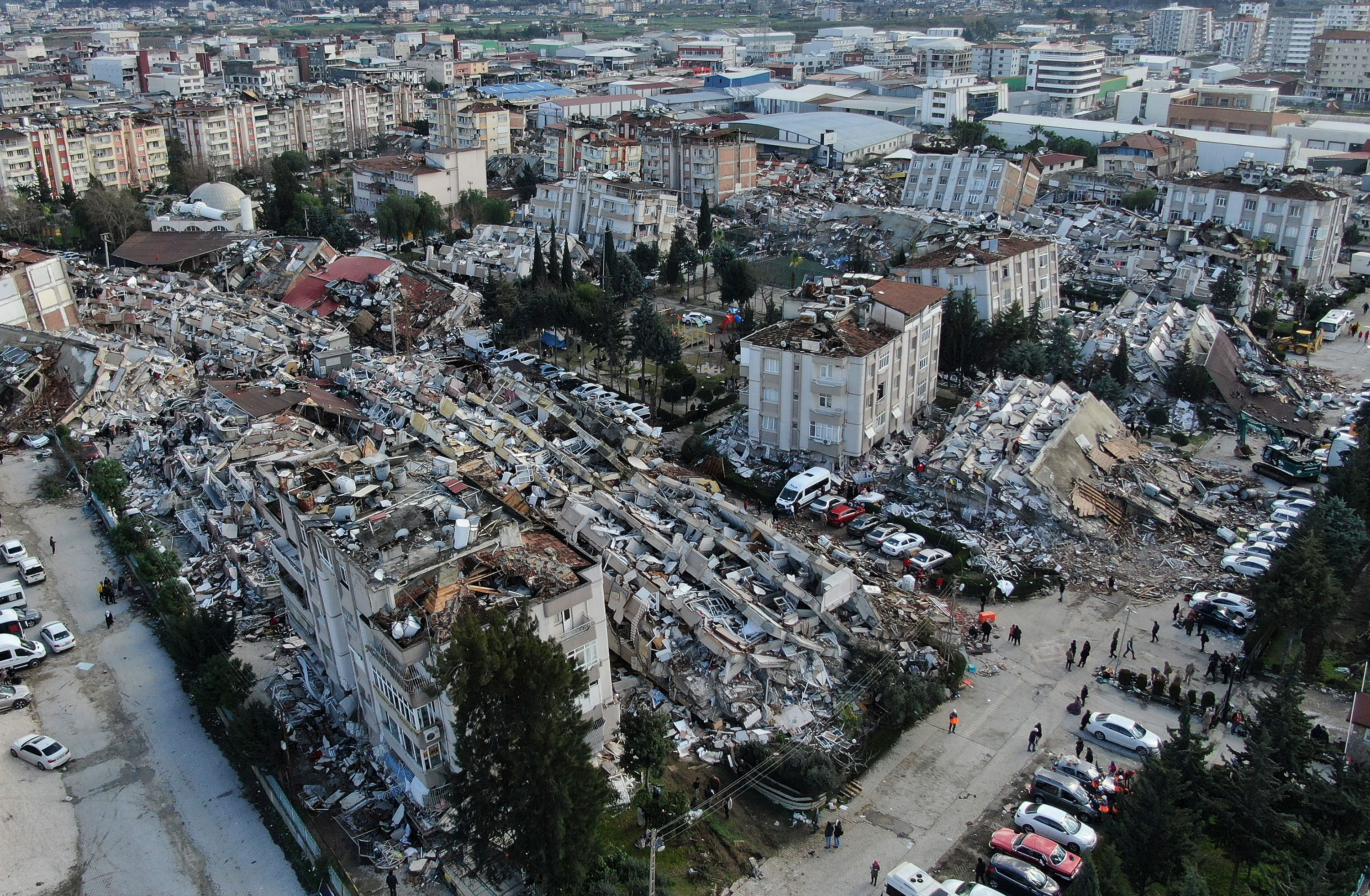 The aftermath of the earthquake is seen in Hatay, Turkey, on Tuesday.