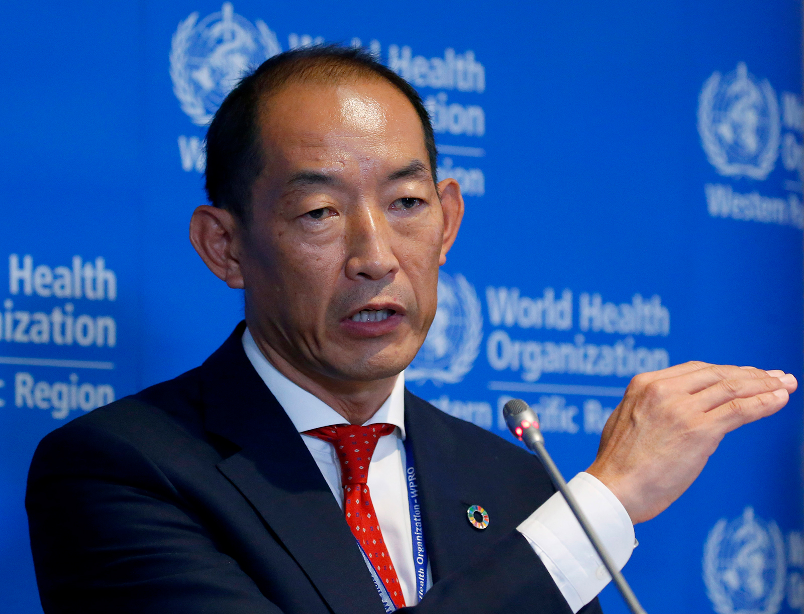 WHO Regional Director for Western Pacific Takeshi Kasai addresses the media in Manila, Philippines, on October 7, 2019. 