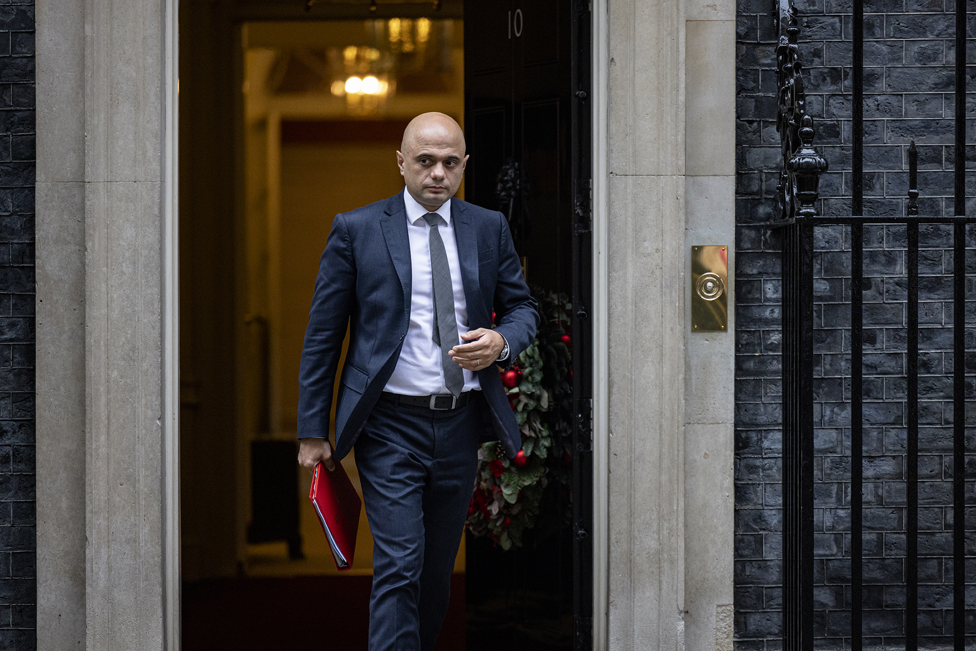Secretary of State for Health and Social Care Sajid Javid leaves 10 Downing Street on December 07, 2021 in London, England. 