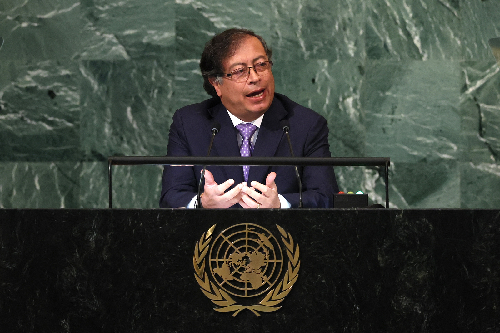Colombia's President Gustavo Petro addresses the 77th Session of the United Nations General Assembly on Tuesday.