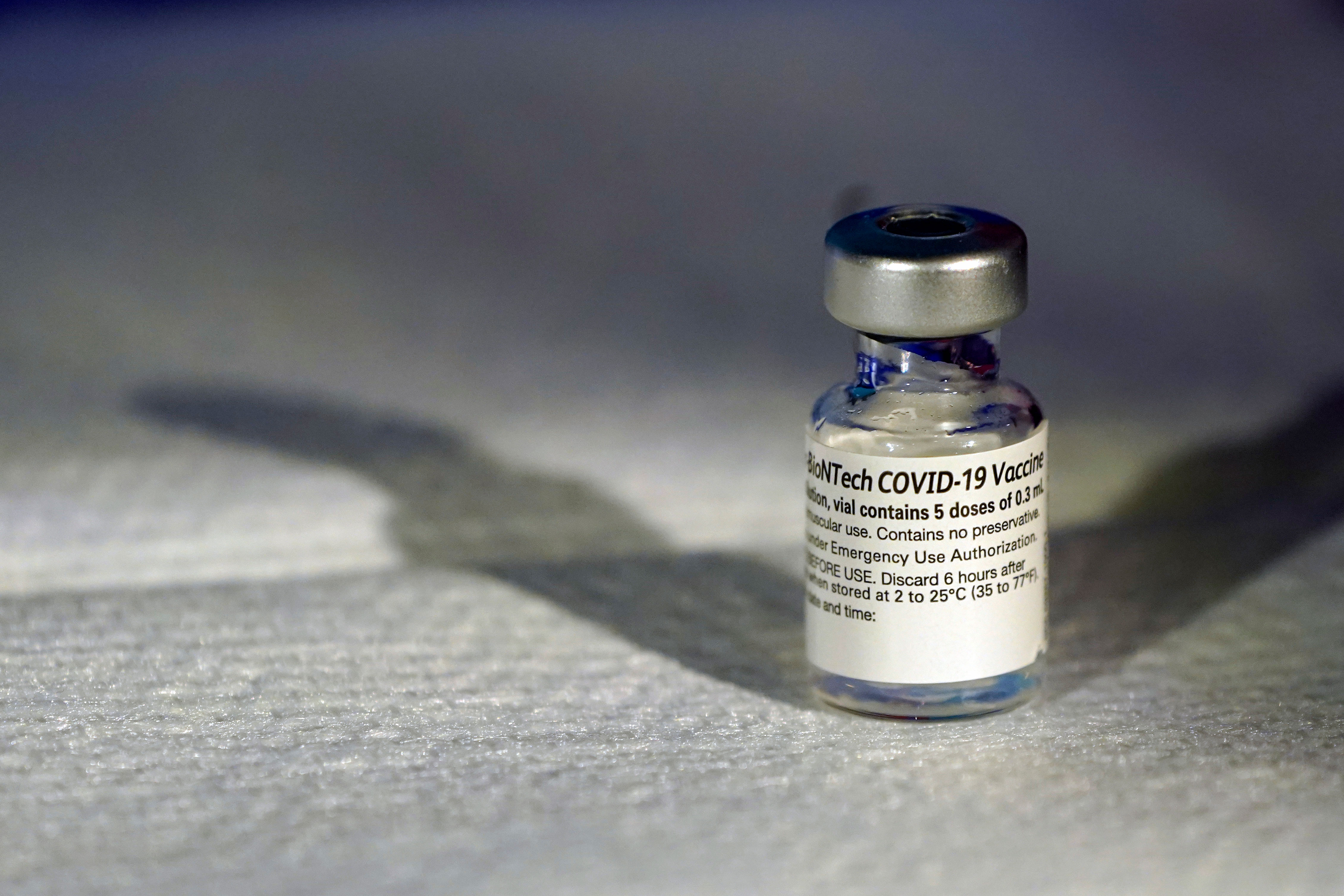 A vial of the Pfizer/BioNTech Covid-19 vaccine in Washington, DC, in December 2020.