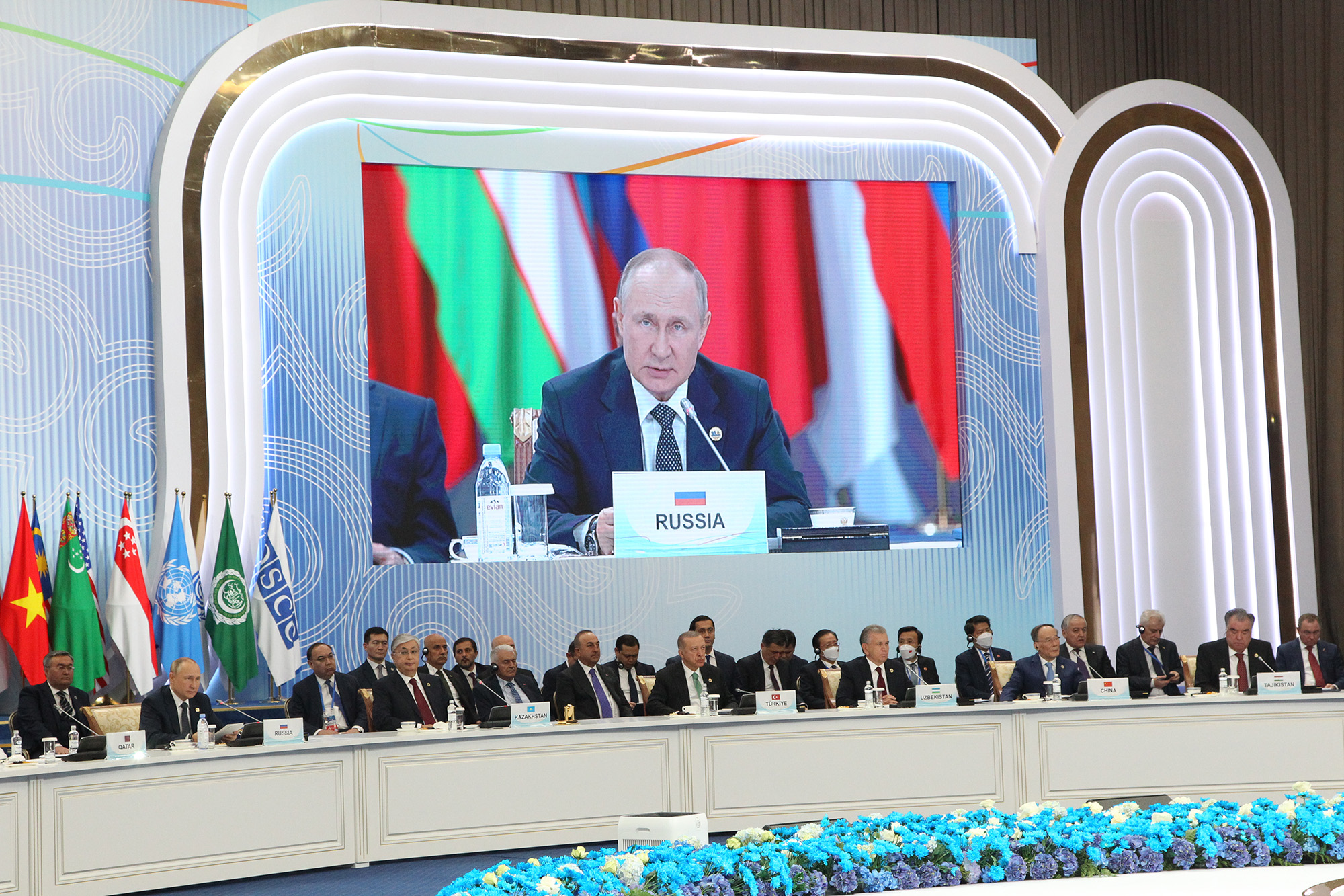 Russian President Vladimir Putin delivers a speech during the 6th CICA Summit, October,13, in Astana, Kazakhstan. 