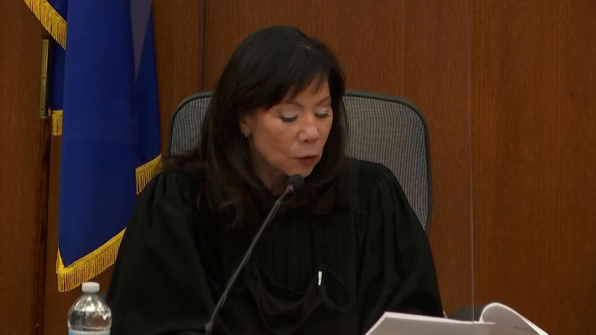 Hennepin County Judge Regina Chu reads instructions to the jury on Monday.