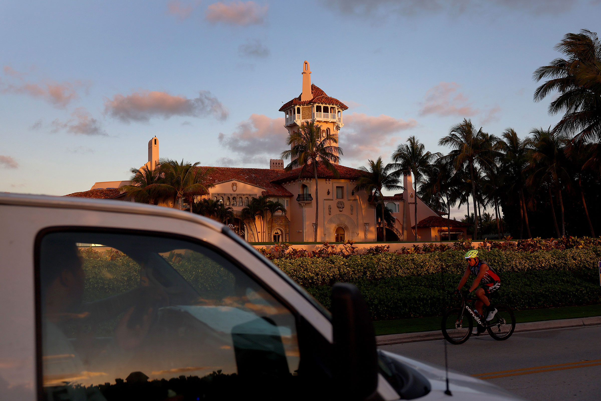 The exterior of former President Donald Trump's Mar-a-Lago home is seen on March 23, in Palm Beach, Florida.