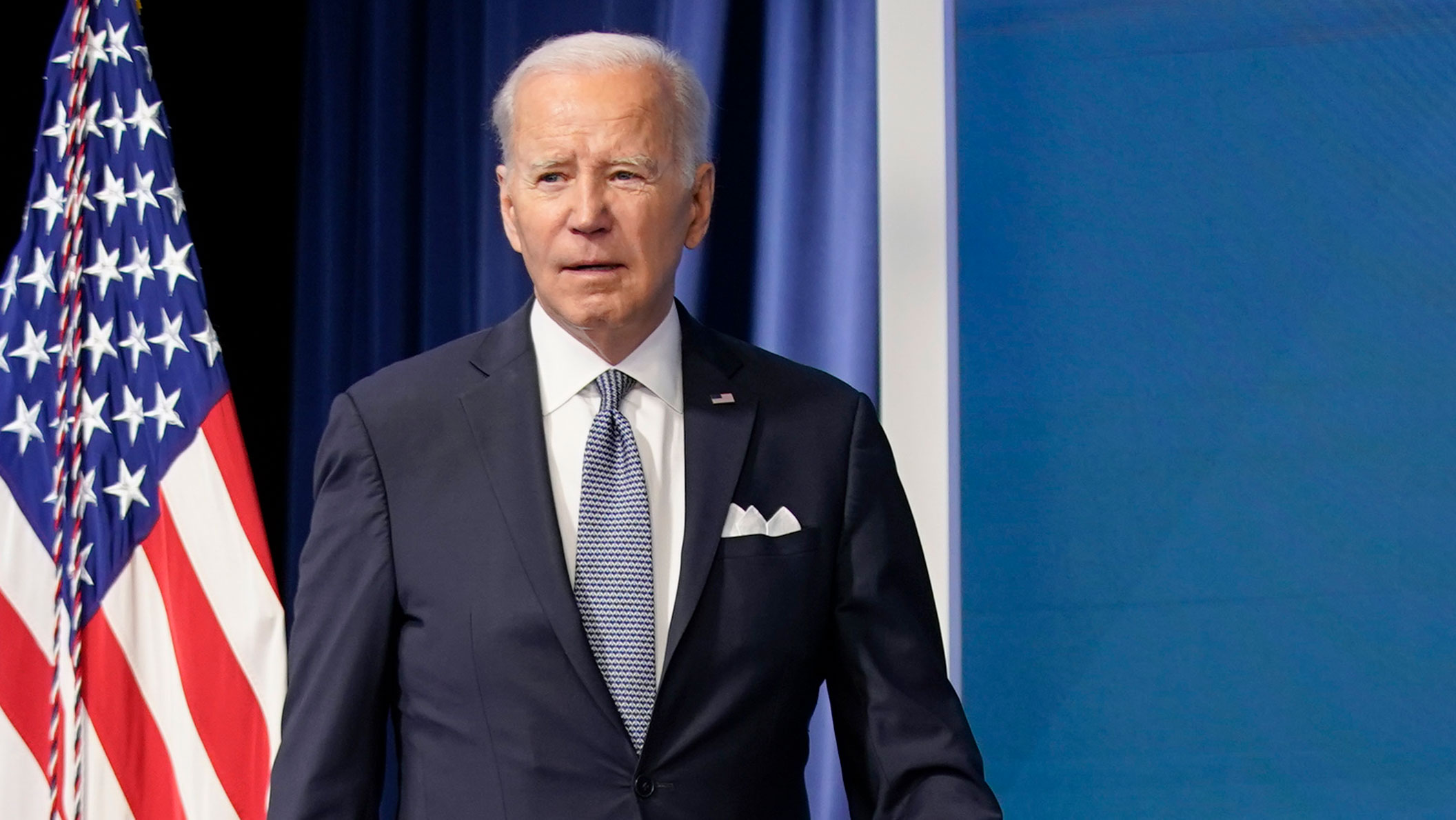 President Joe Biden arrives to deliver remarks about the economy on Thursday.
