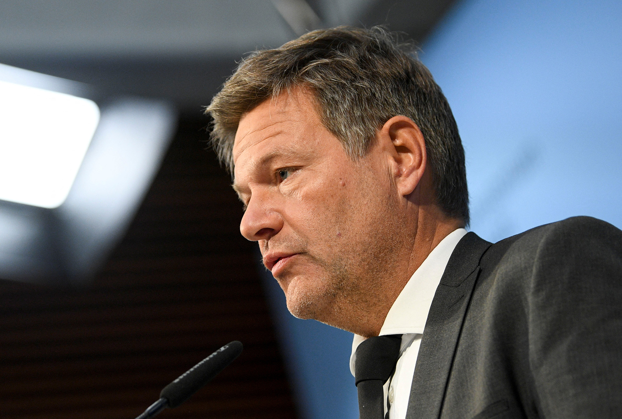 German Economy Minister Robert Habeck attends a news conference in Berlin, Germany, on September 21.