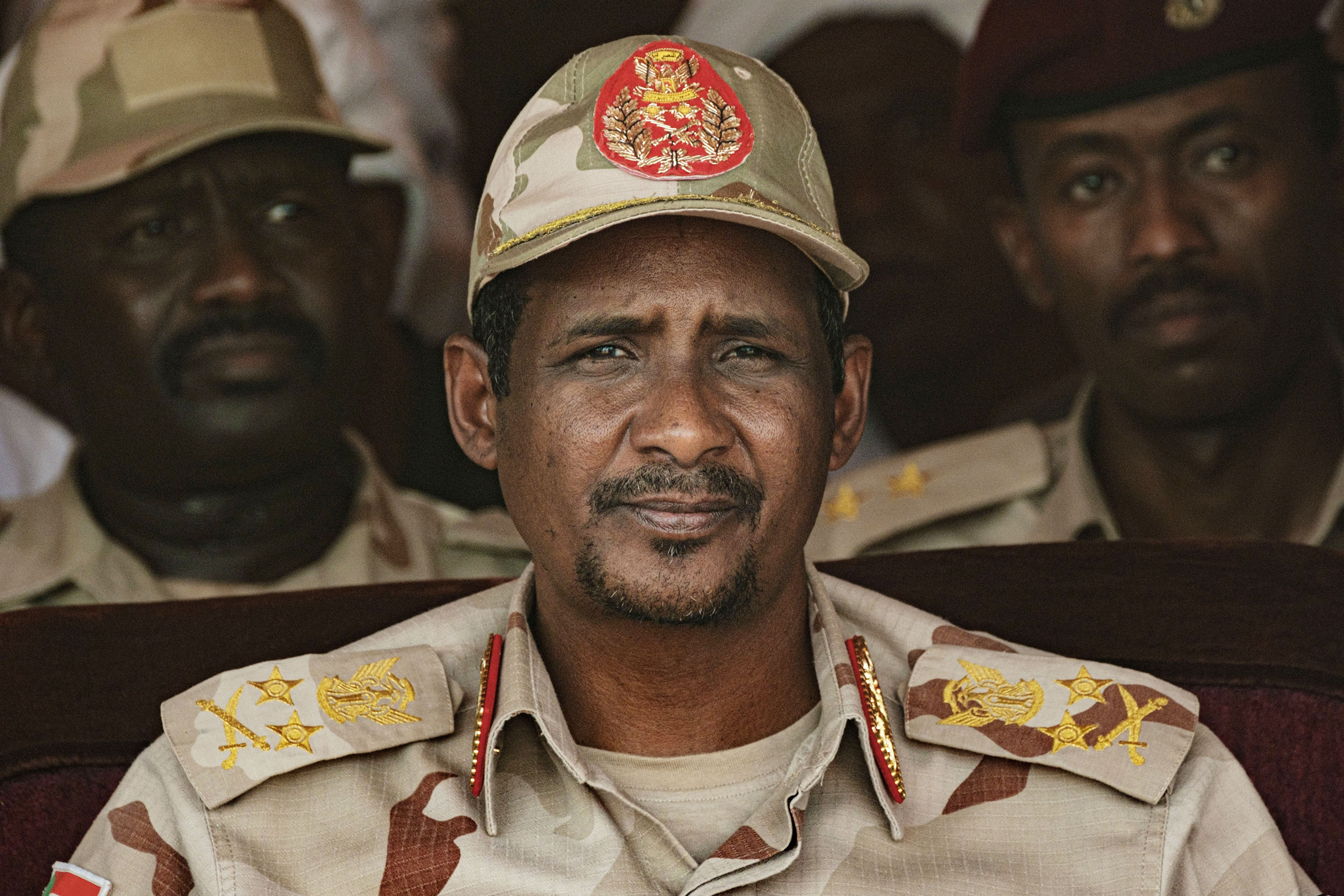 Gen. Mohamed Hamdan Dagalo attends a rally in the village of Abraq, Sudan, in 2019. 