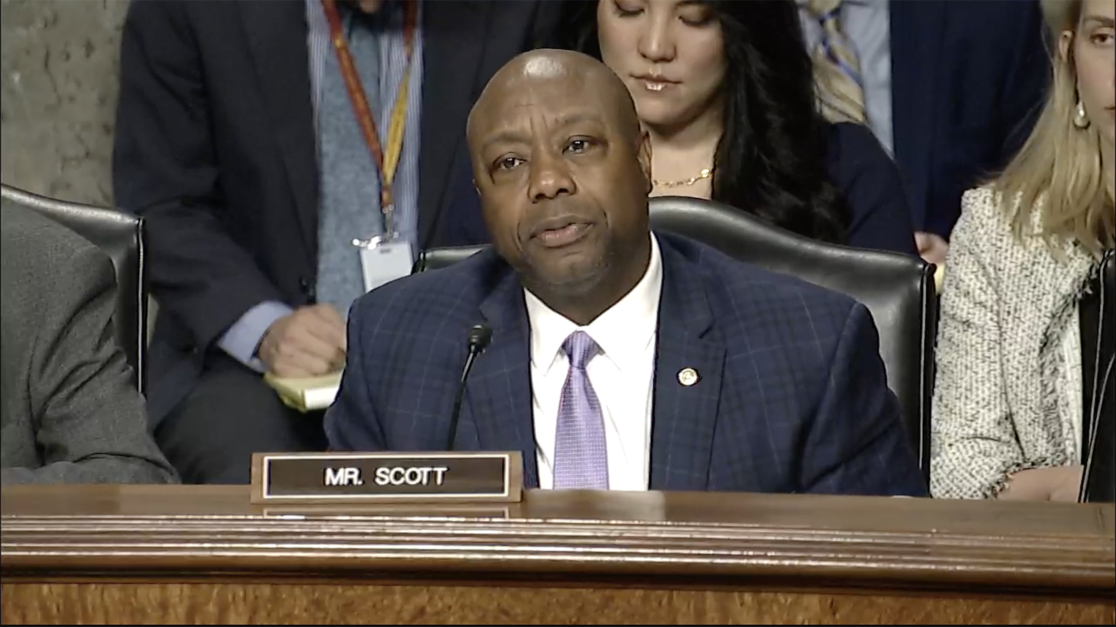 Senator Tim Scott during today’s Senate Banking, Housing, and Urban Affairs Committee on Capitol Hill set to examine financial regulators in the wake of recent bank failures..