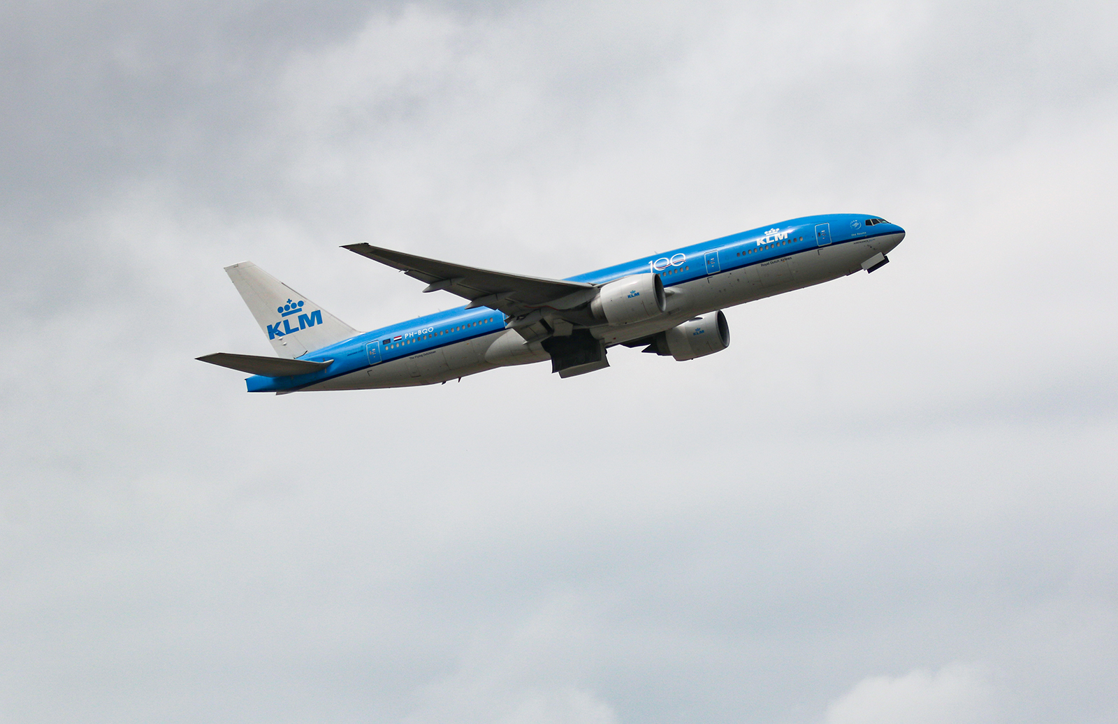 A KLM Boeing 777 seen above Hong Kong International airport, on March 9.