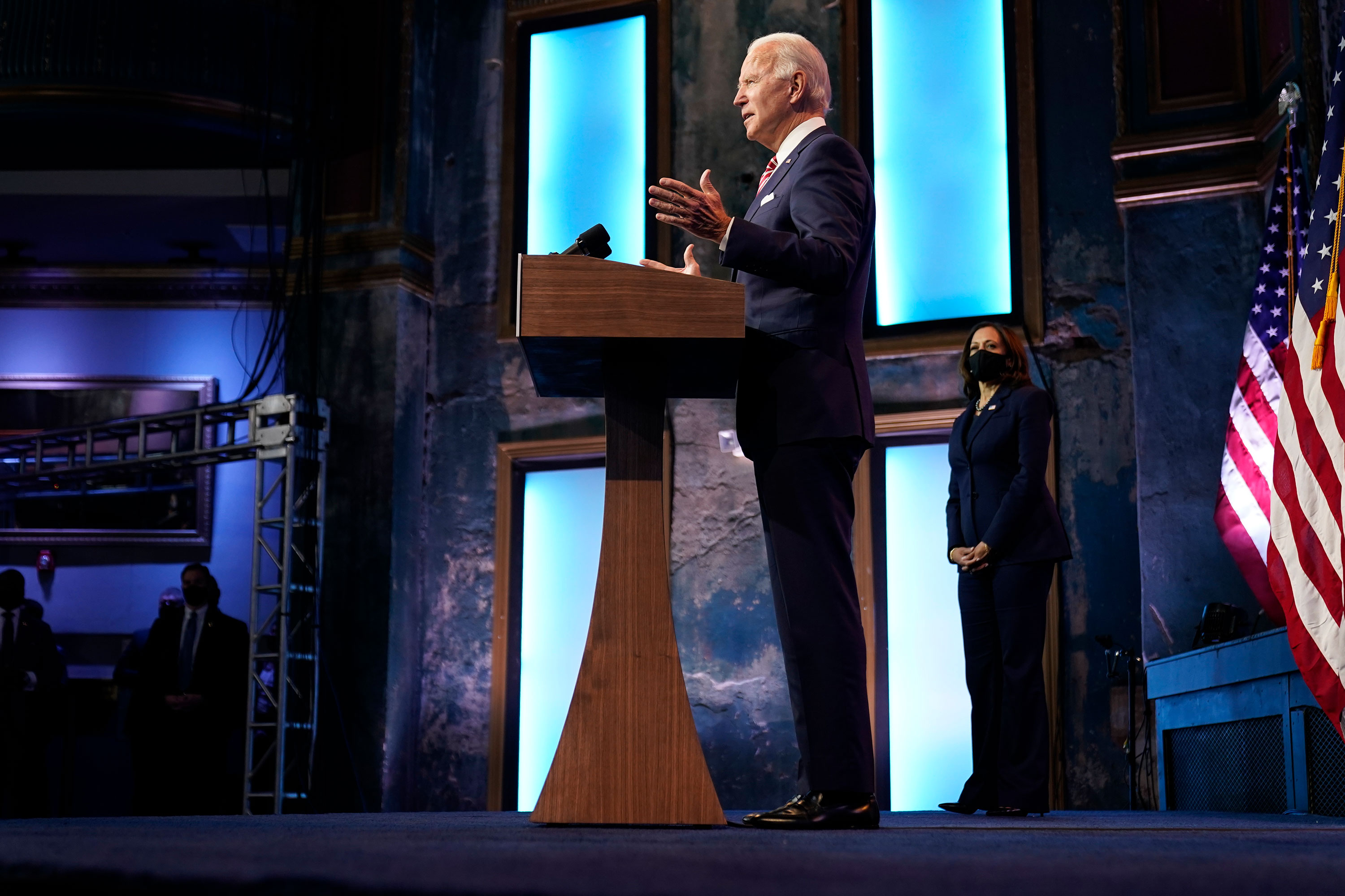 President-elect Joe Biden speaks about economic recovery on November 16 in Wilmington, Delaware