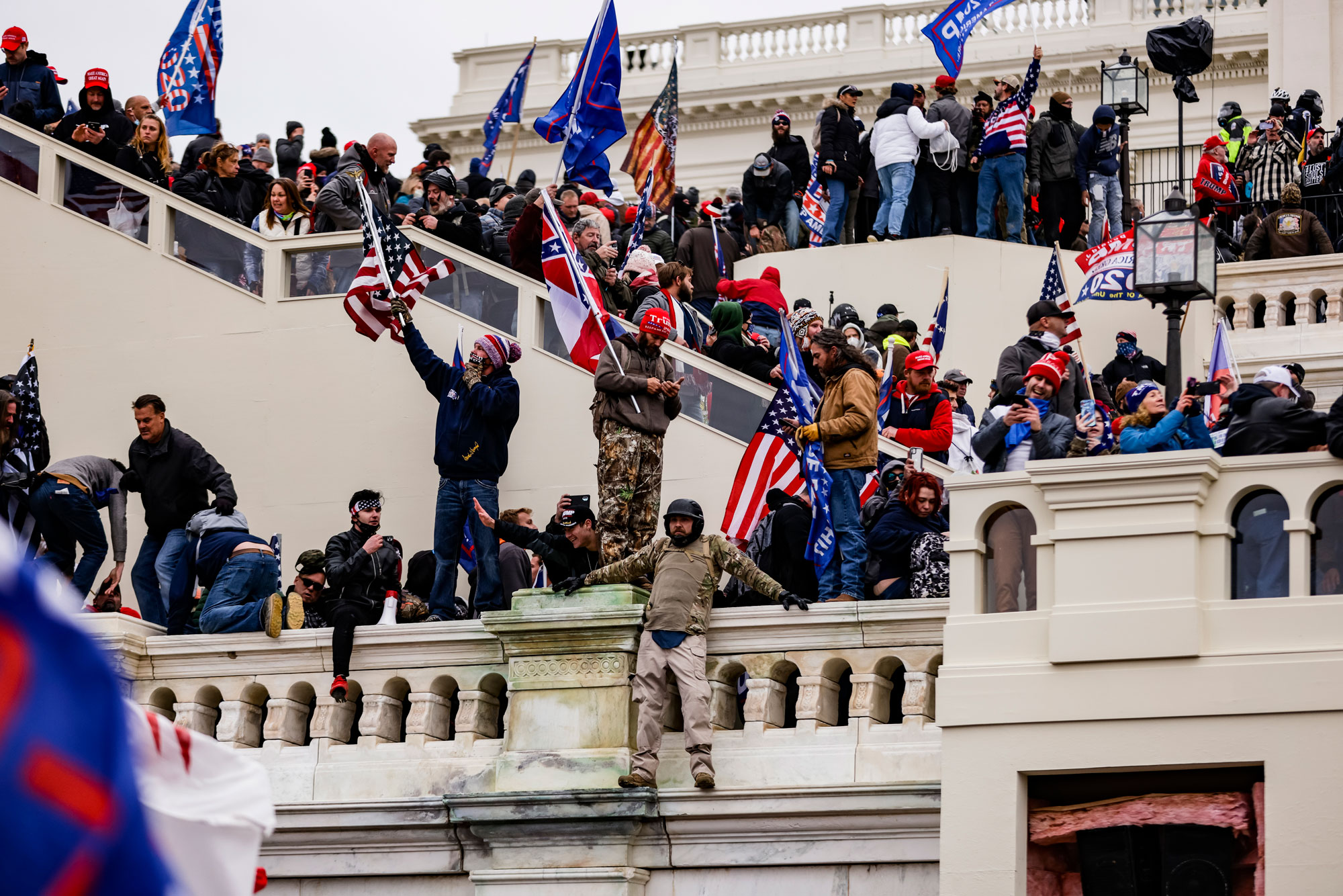 Trump supporters storm the U.S. Capitol on January 6 in Washington, DC. 