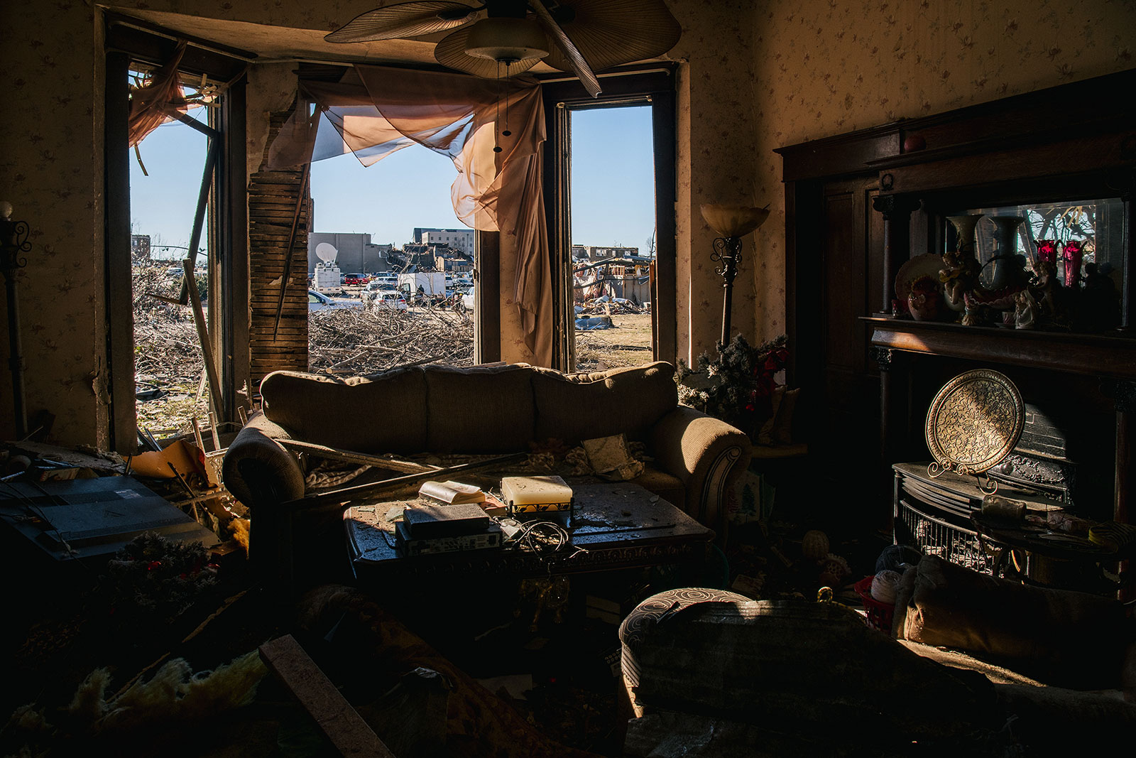 The interior of a badly damaged home in Mayfield, Kentucky, on December 13.