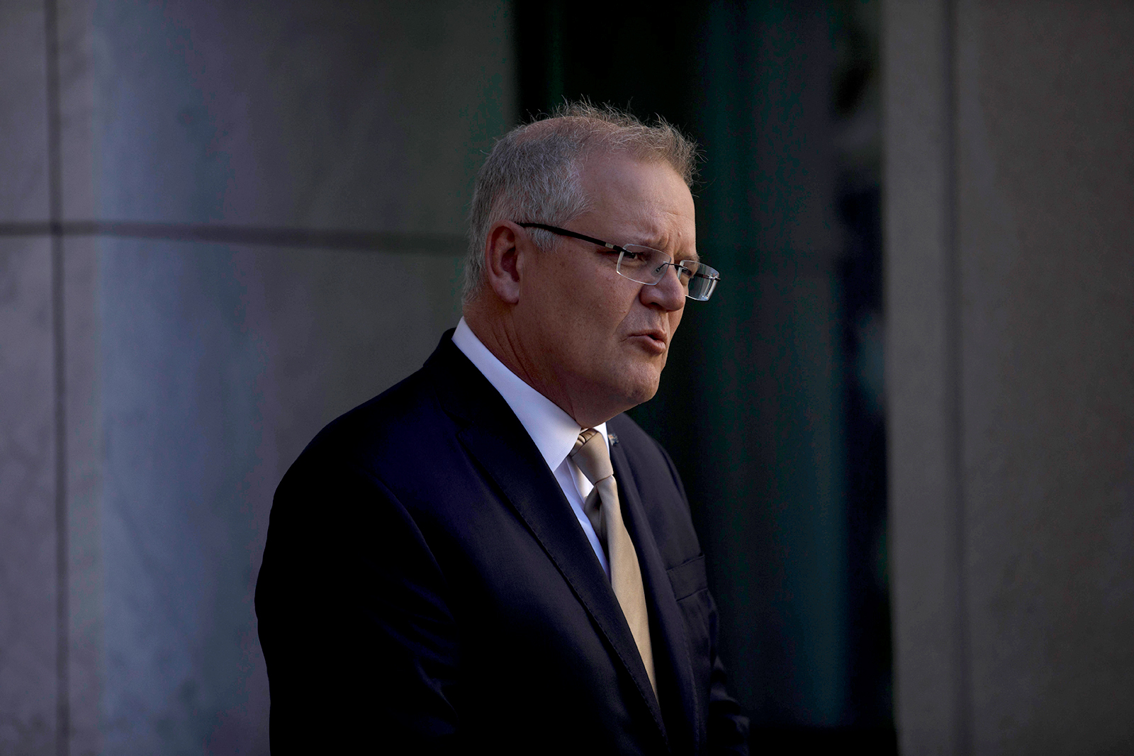 Australian Prime Minister Scott Morrison speaks to the media at Parliament House in Canberra, Australia, on July 30.