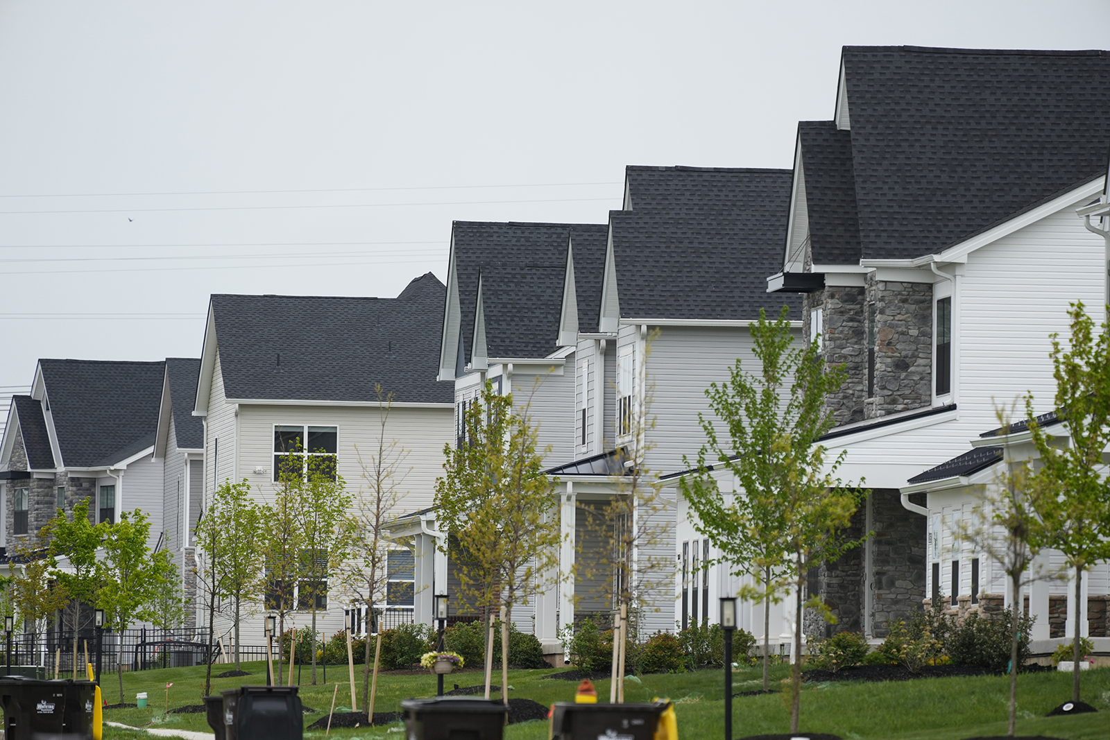 New homes line a street in Eagleville, PA, on April 28.