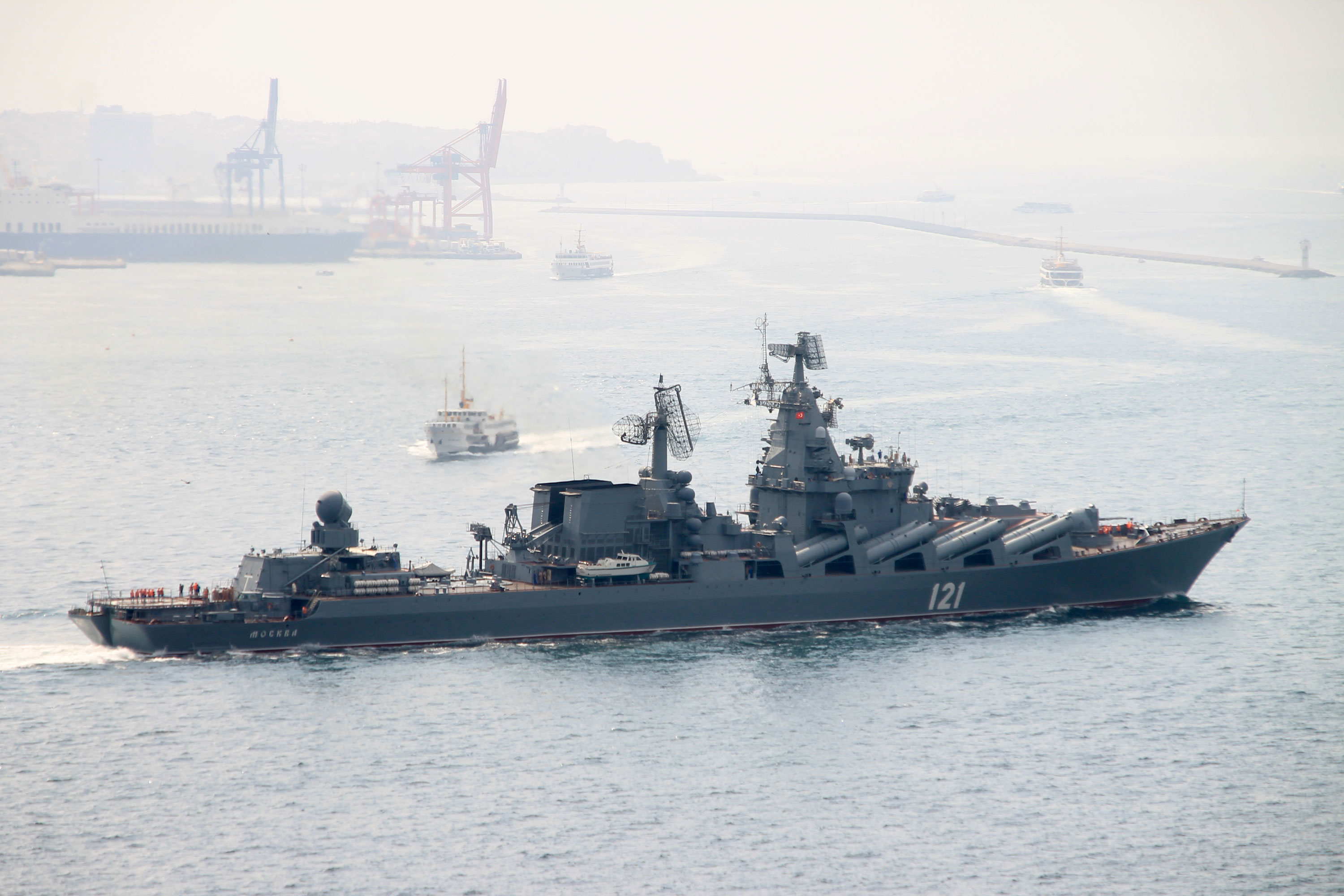 The Russian warship Moskva in Istanbul, Turkey, on September 7, 2014.