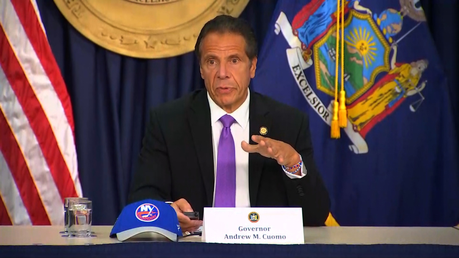 New York Gov. Andrew Cuomo speaks during a press briefing in New York on September 8.