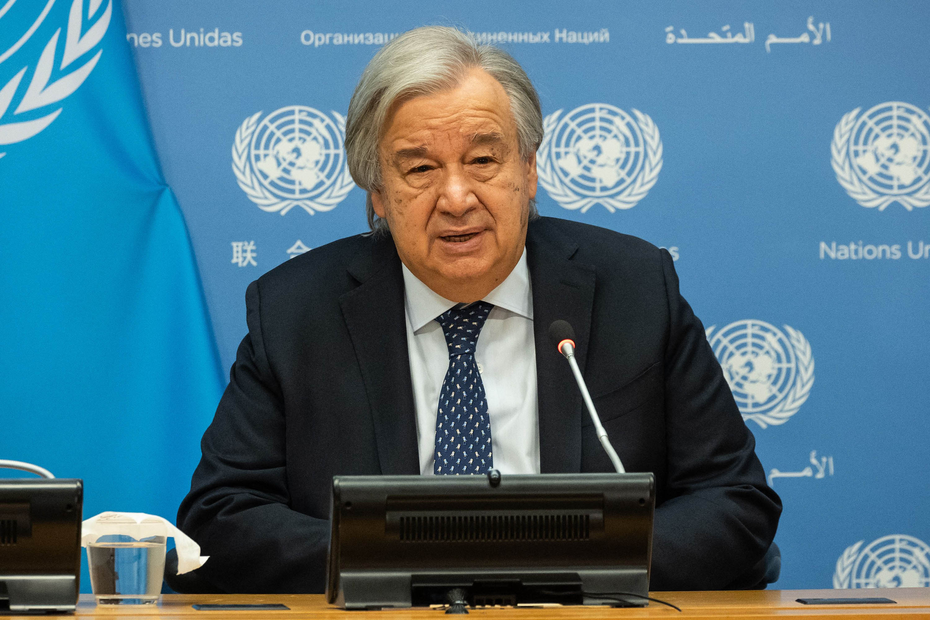UN Secretary-General Antonio Guterres delivers remarks at UN headquarters in New York on November 20. 