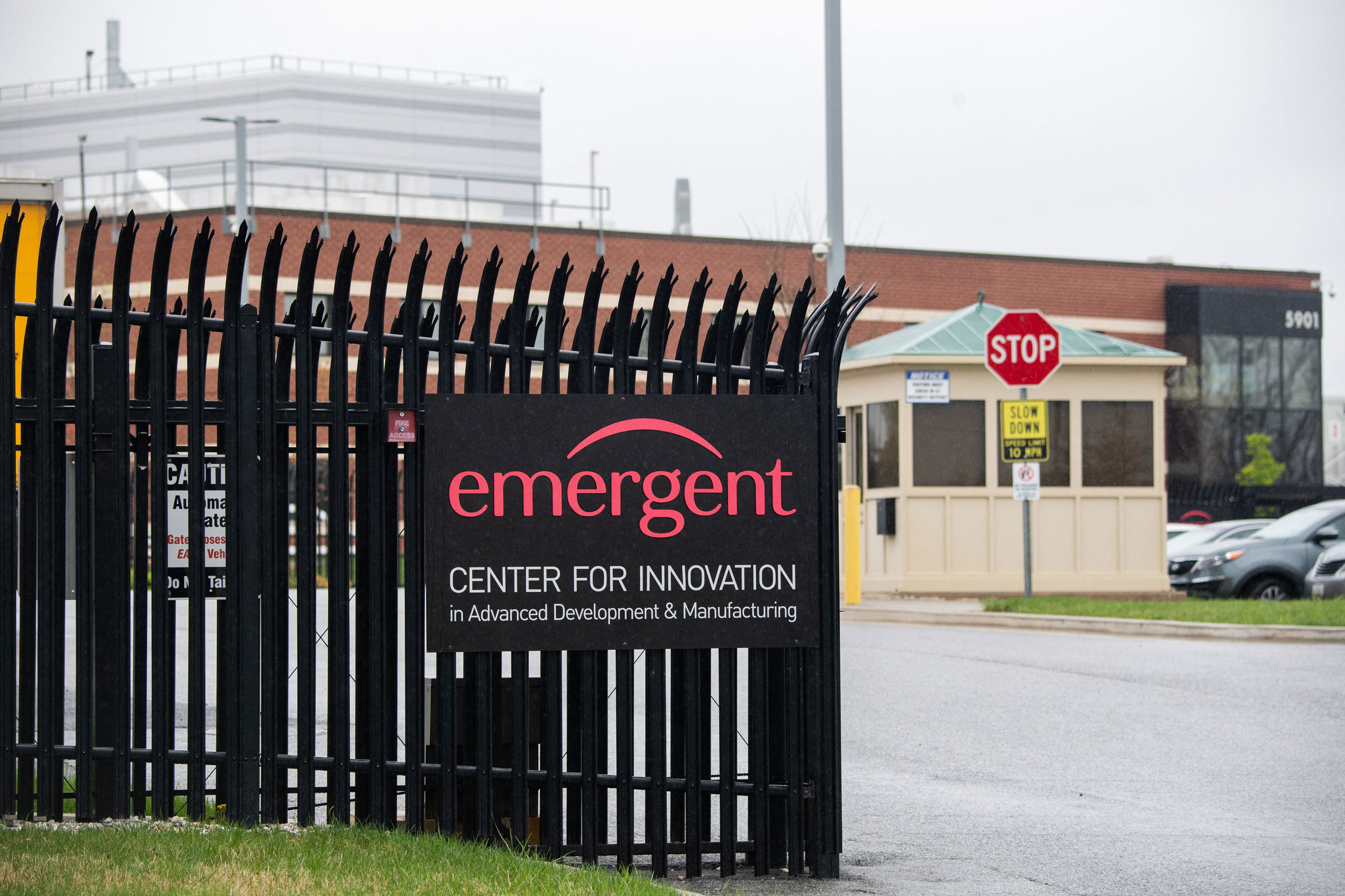 The Emergent BioSolutions plant, a manufacturing partner for Johnson & Johnson's Covid-19 vaccine, in Baltimore, Maryland, on April 9.