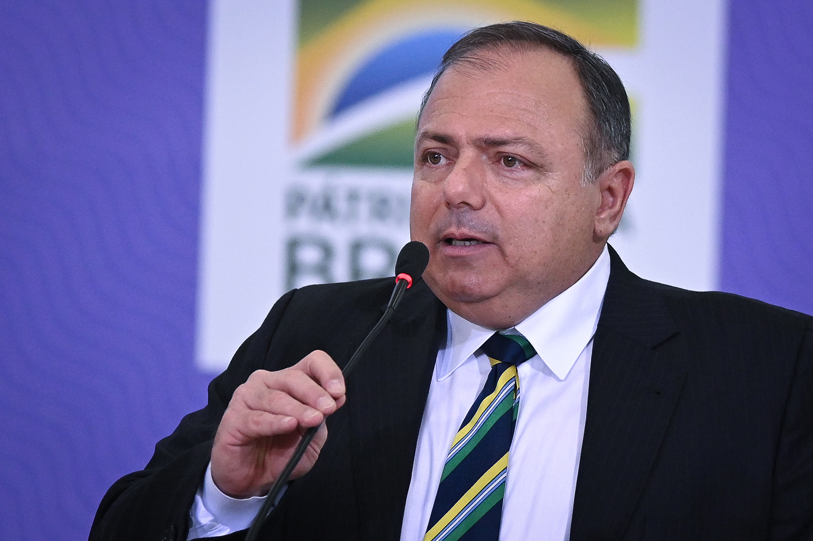 Brazil's Health Minister Eduardo Pazuello speaks during the launching ceremony of the National Vaccination Operationalization Plan against Covid-19 at Planalto Palace in Brasilia, Brazil, on December 16, 2020.