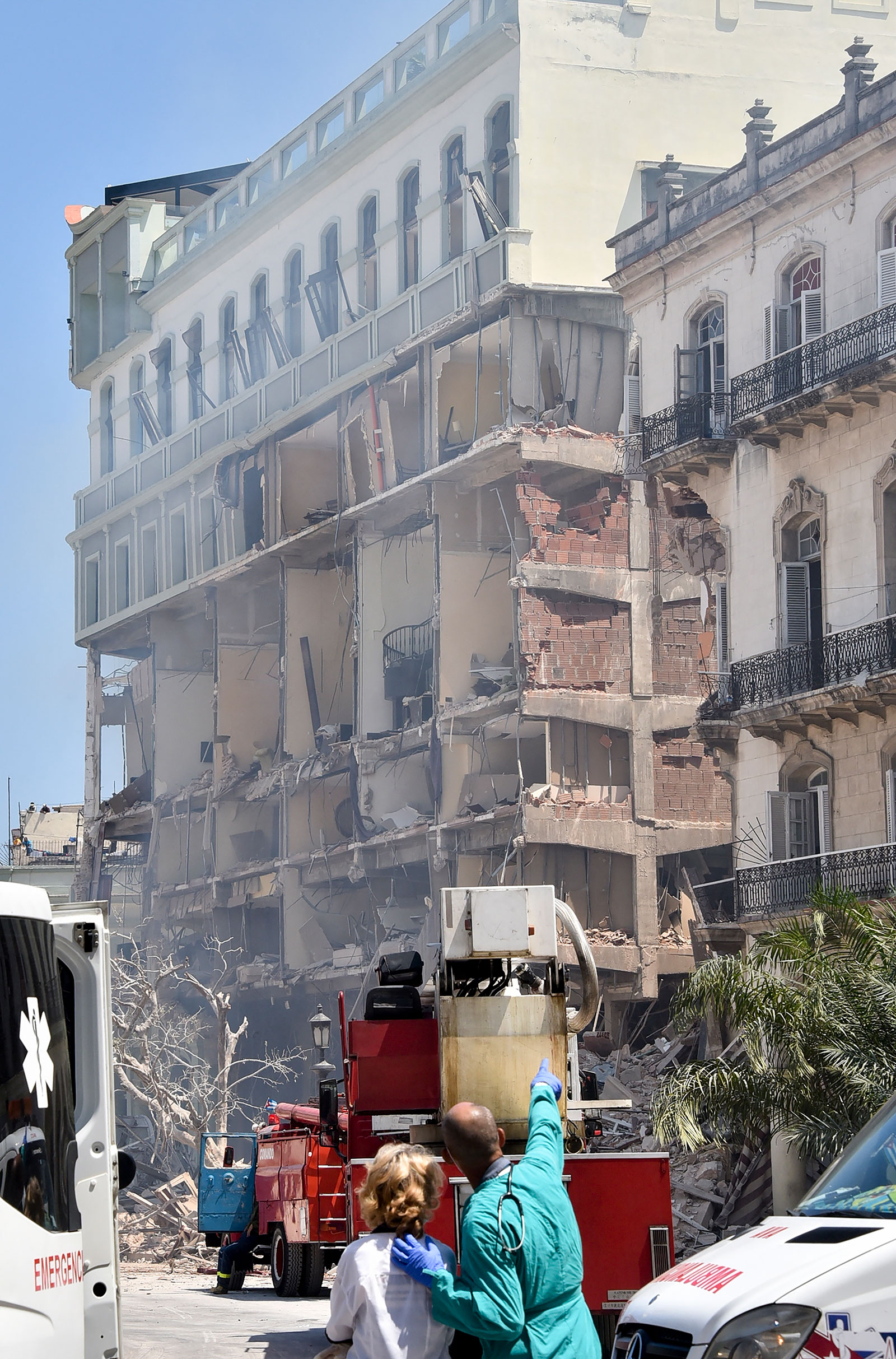 The Saratoga Hotel is seen after an explosion in Havana on May 6.