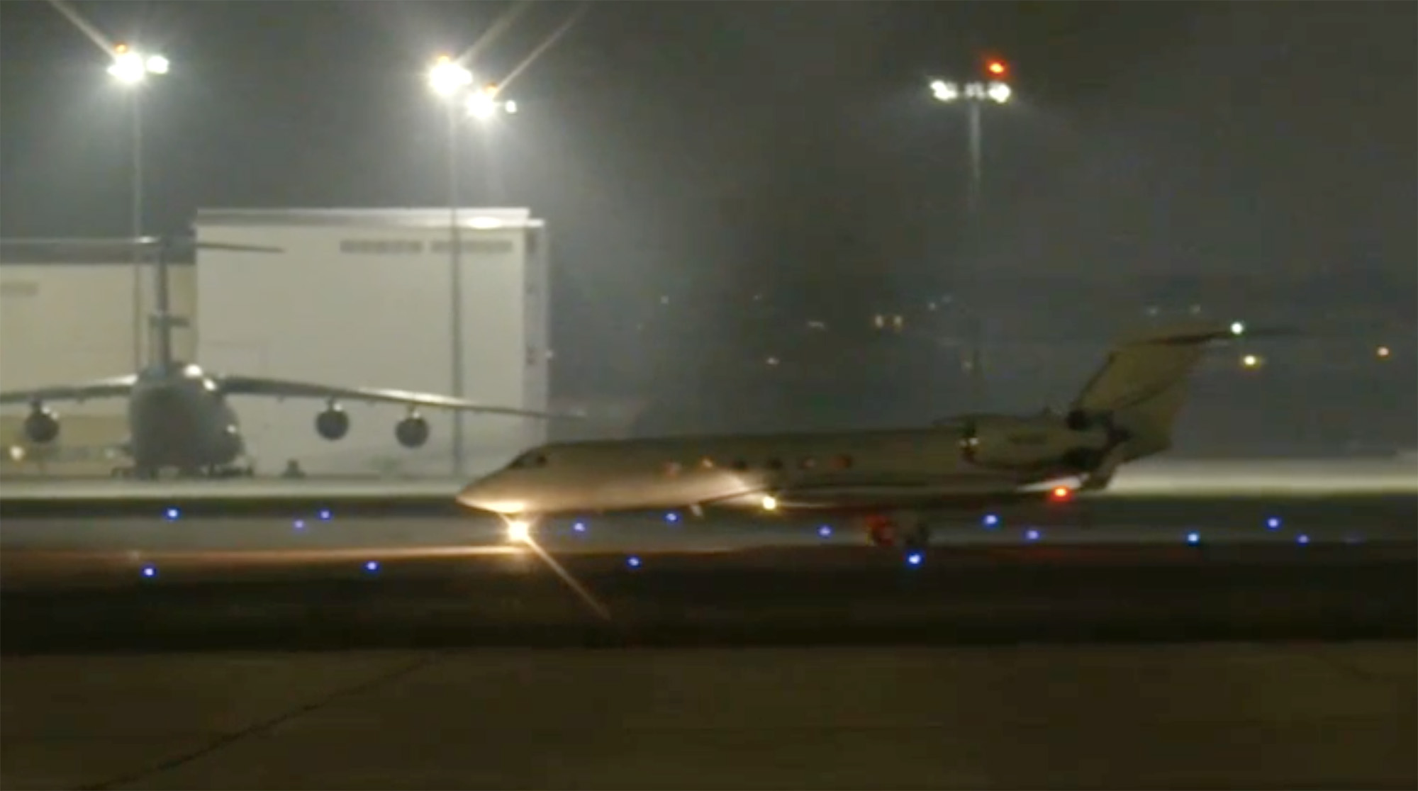 The plane carrying Brittney Griner arrives at San Antonio's Kelly Field on December 9.