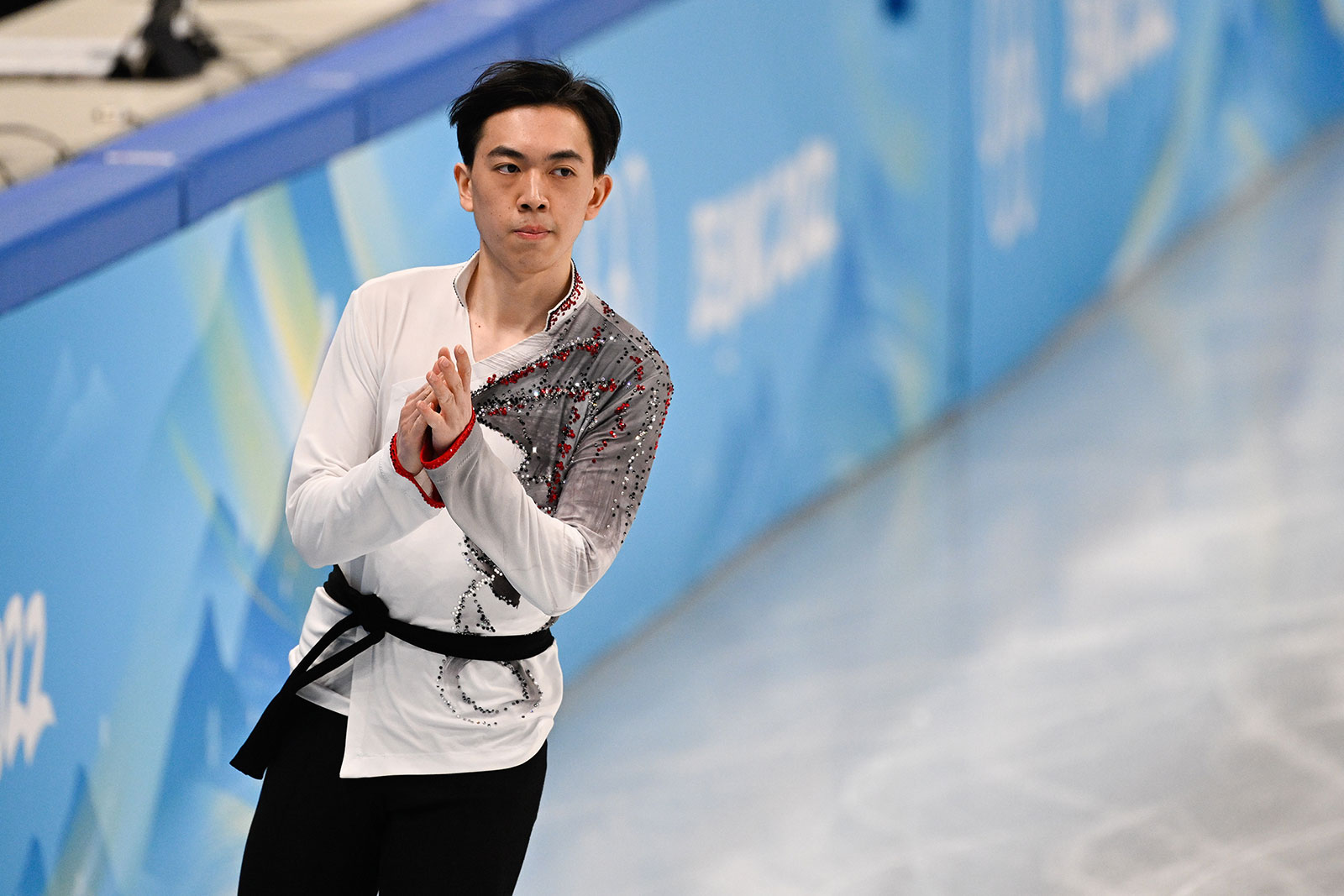 Vincent Zhou skates in the team event on February 6.