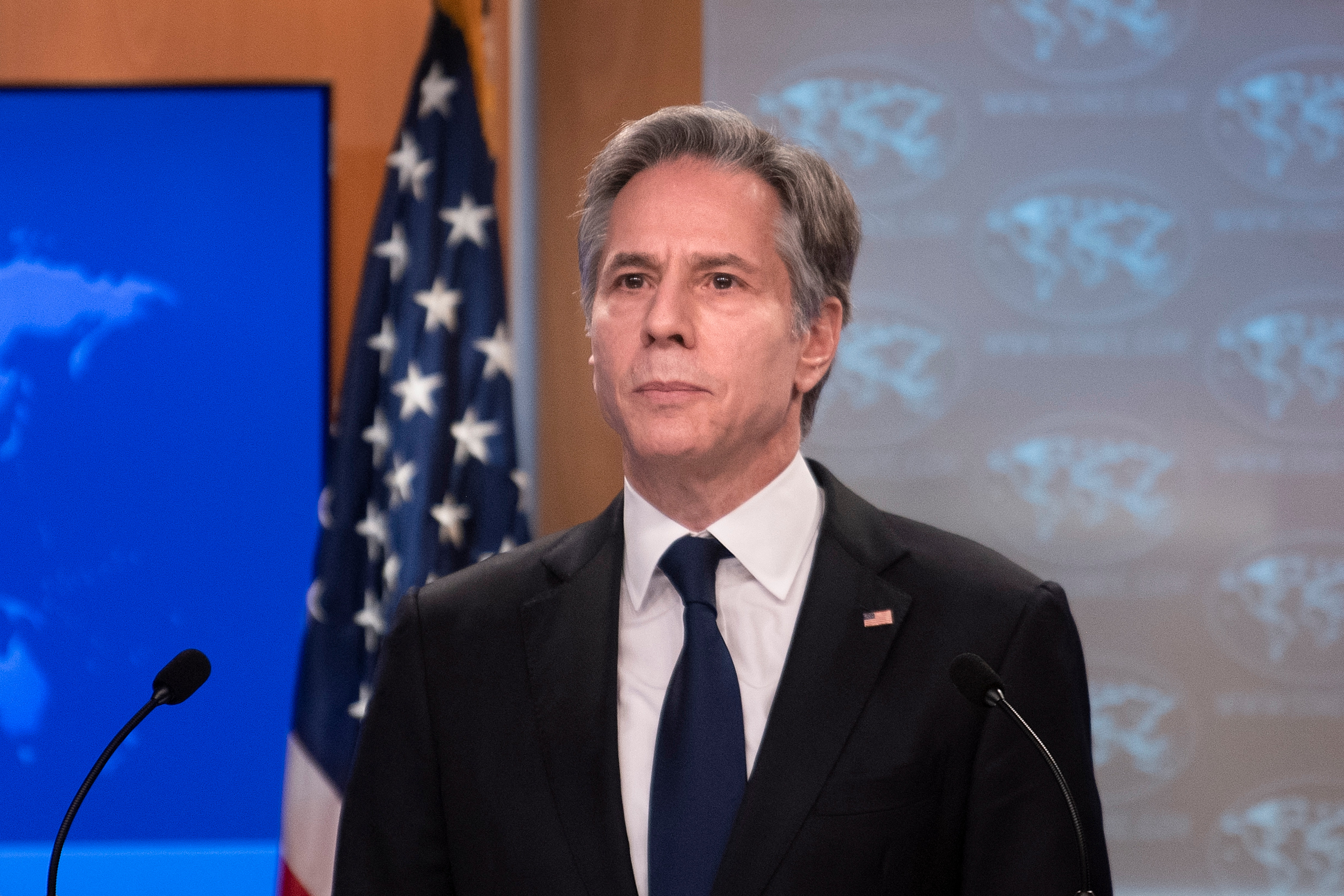 US Secretary of State Antony Blinken speaks about Russia and Ukraine during a briefing at the State Department in Washington, DC, on January 26.
