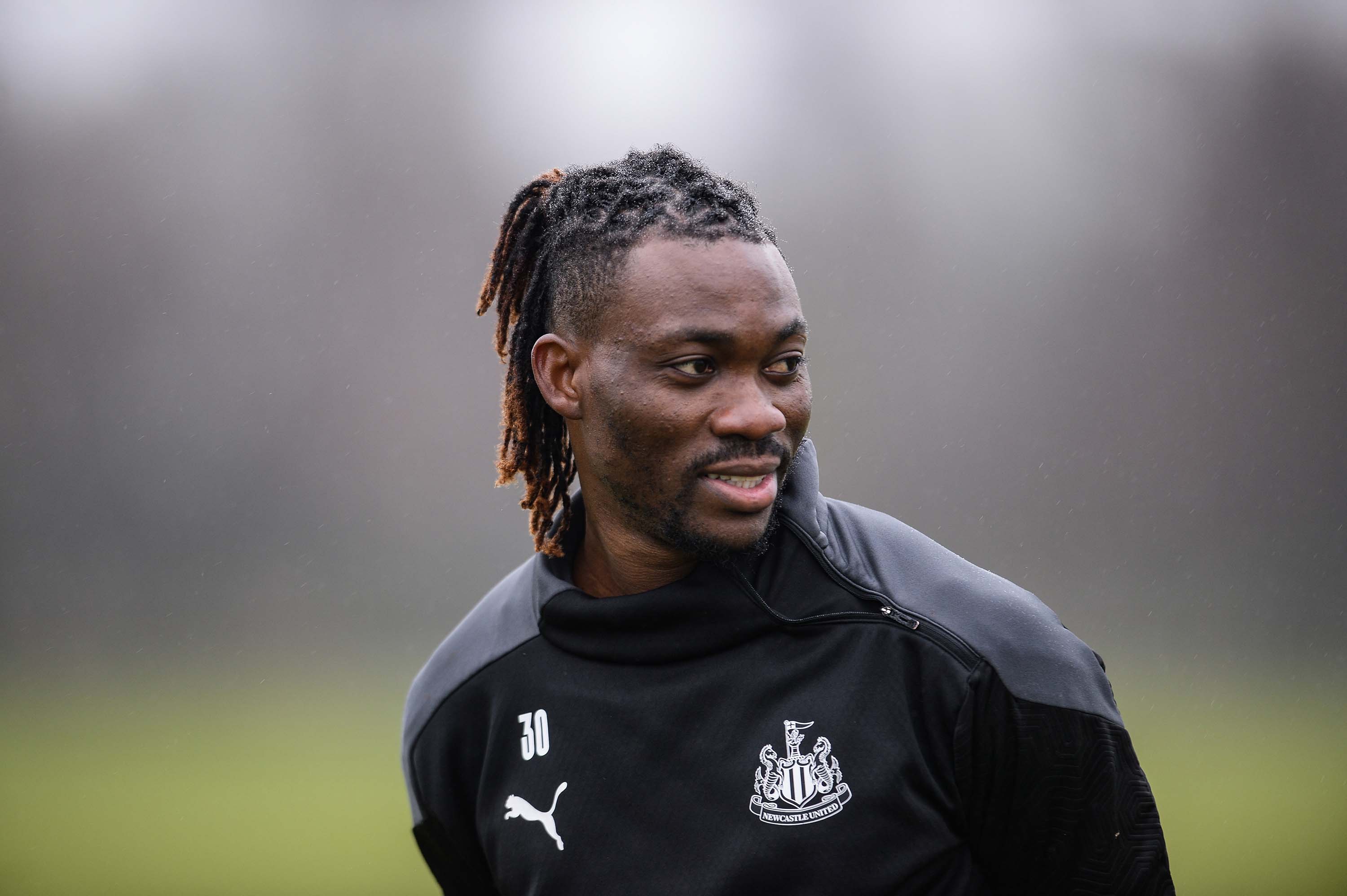 Footballer Christian Atsu is pictured during a Newcastle United training session in January 2021. 