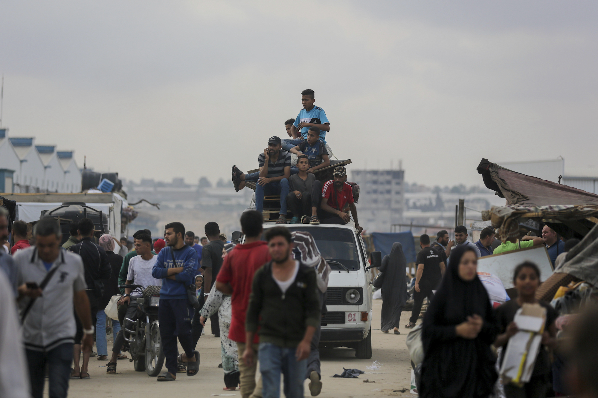 Palestinians flee from Rafah on Tuesday.