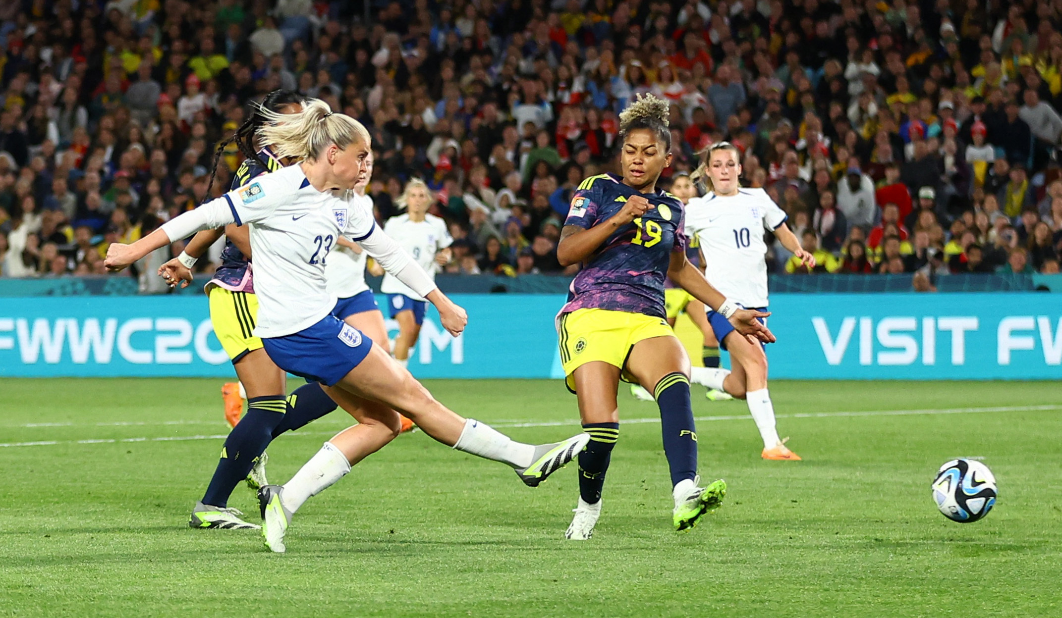 England's Alessia Russo scores their second goal.